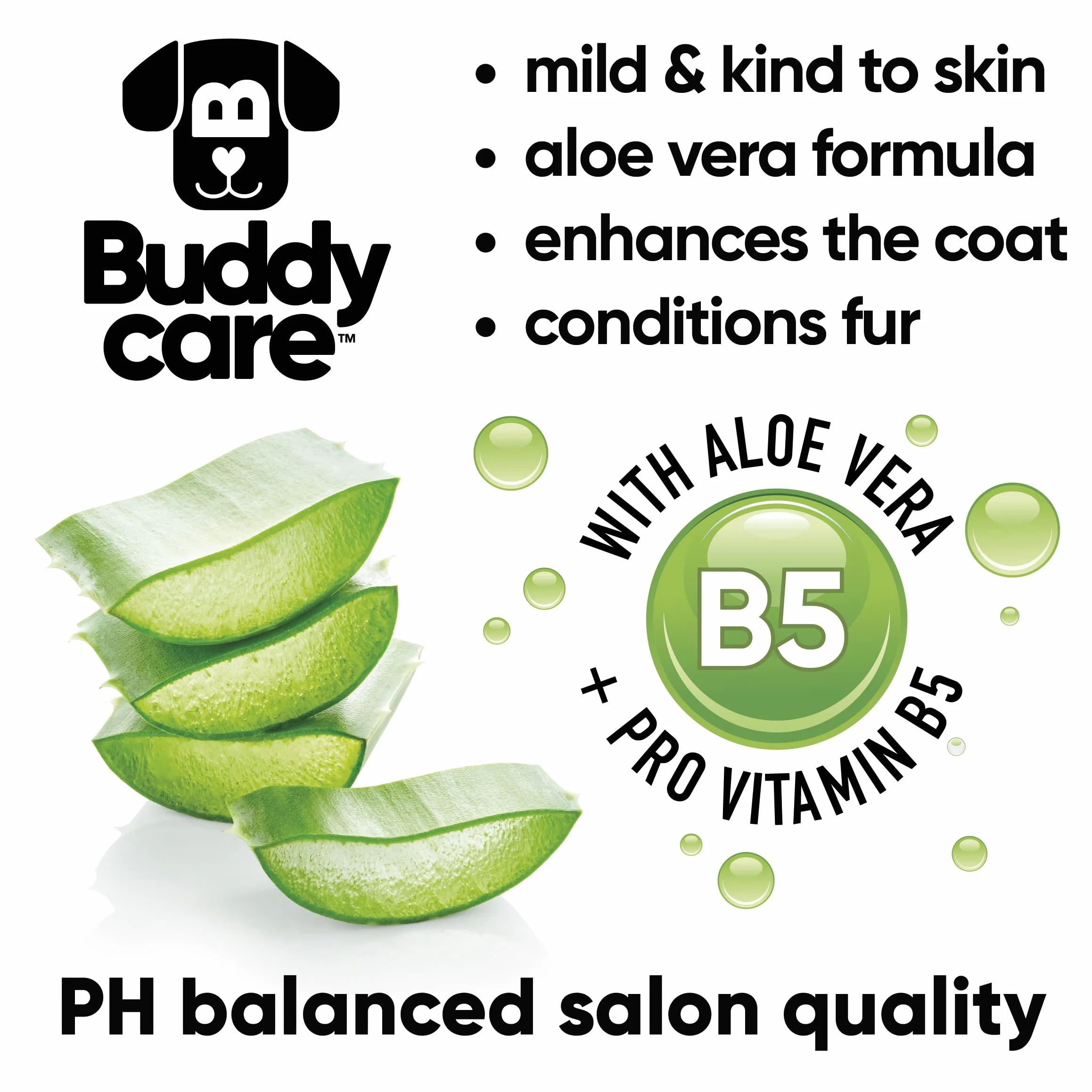 Shampooing et revitalisant 2 en 1 par Buddycare - Shampooing et revitalisant Pratique pour Chiens en Un Seul Produit - avec de l'aloe Vera et de la provitamine B5 (500ml)