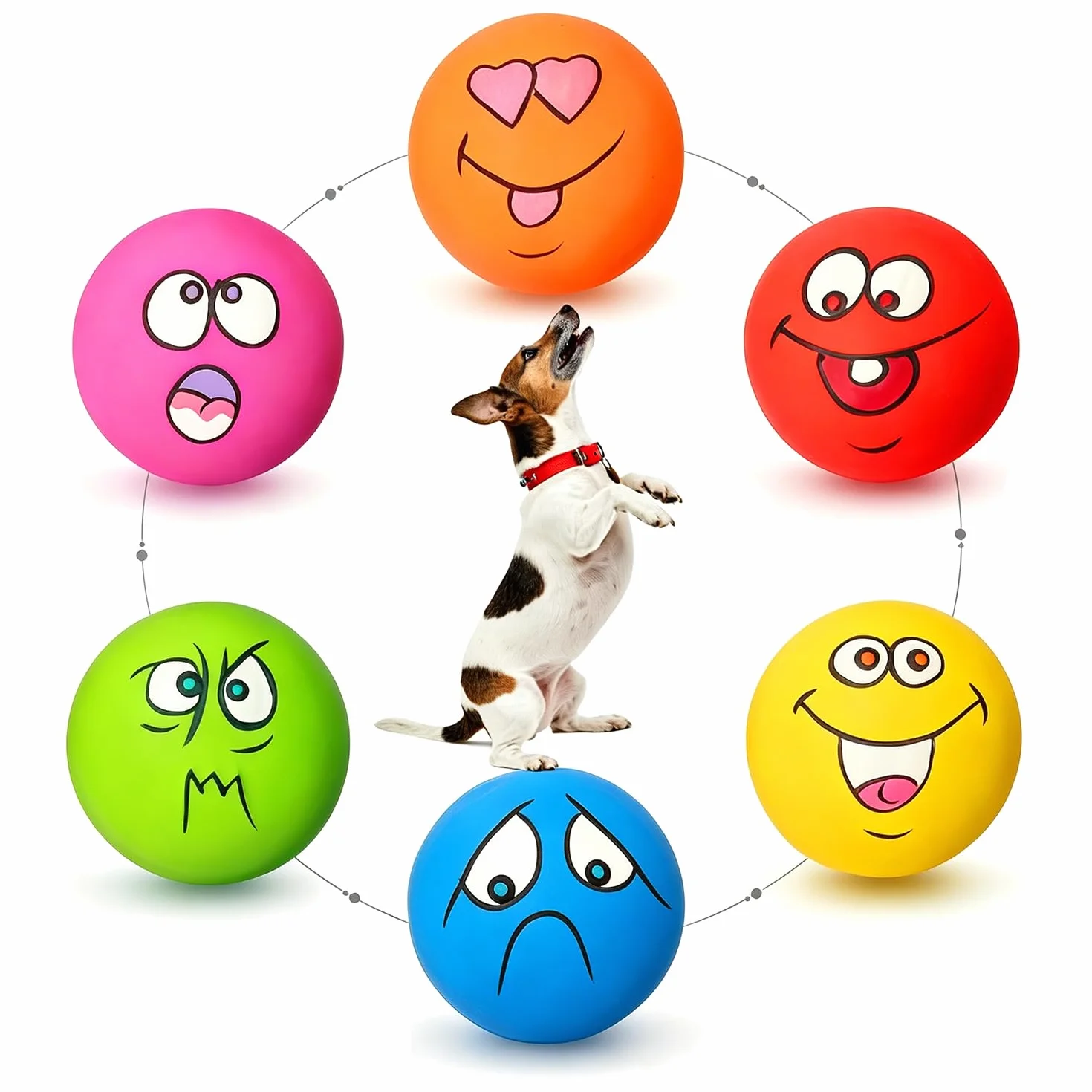 HOLYSTEED Jouet Chien Couineur Latex Balle Sourire 6 pièces