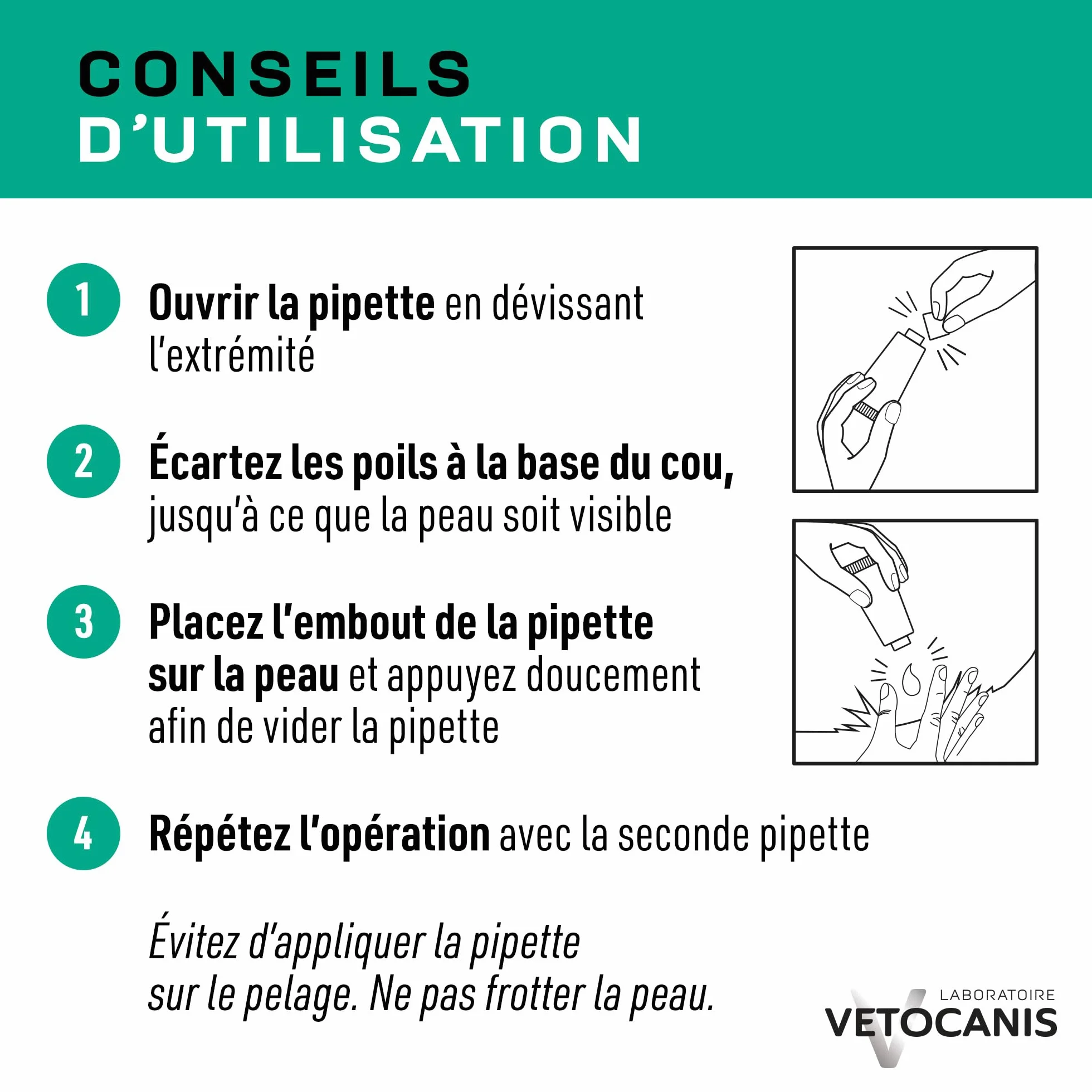 Vetocanis, Pipettes Anti Puces Chien, 2x1 Mois sans Tiques, Puces, Moustiques, Antiparasitaire Chien 2 à 10 kg, A base de Margosa, Répulsif Protection Immédiate, 2 Pipettes de 2 mL
