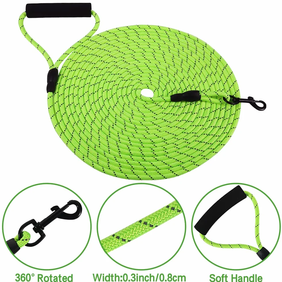 Vivifying Longue Laisse Flottante Réfléchissante pour Chien avec Poignée Souple Vert