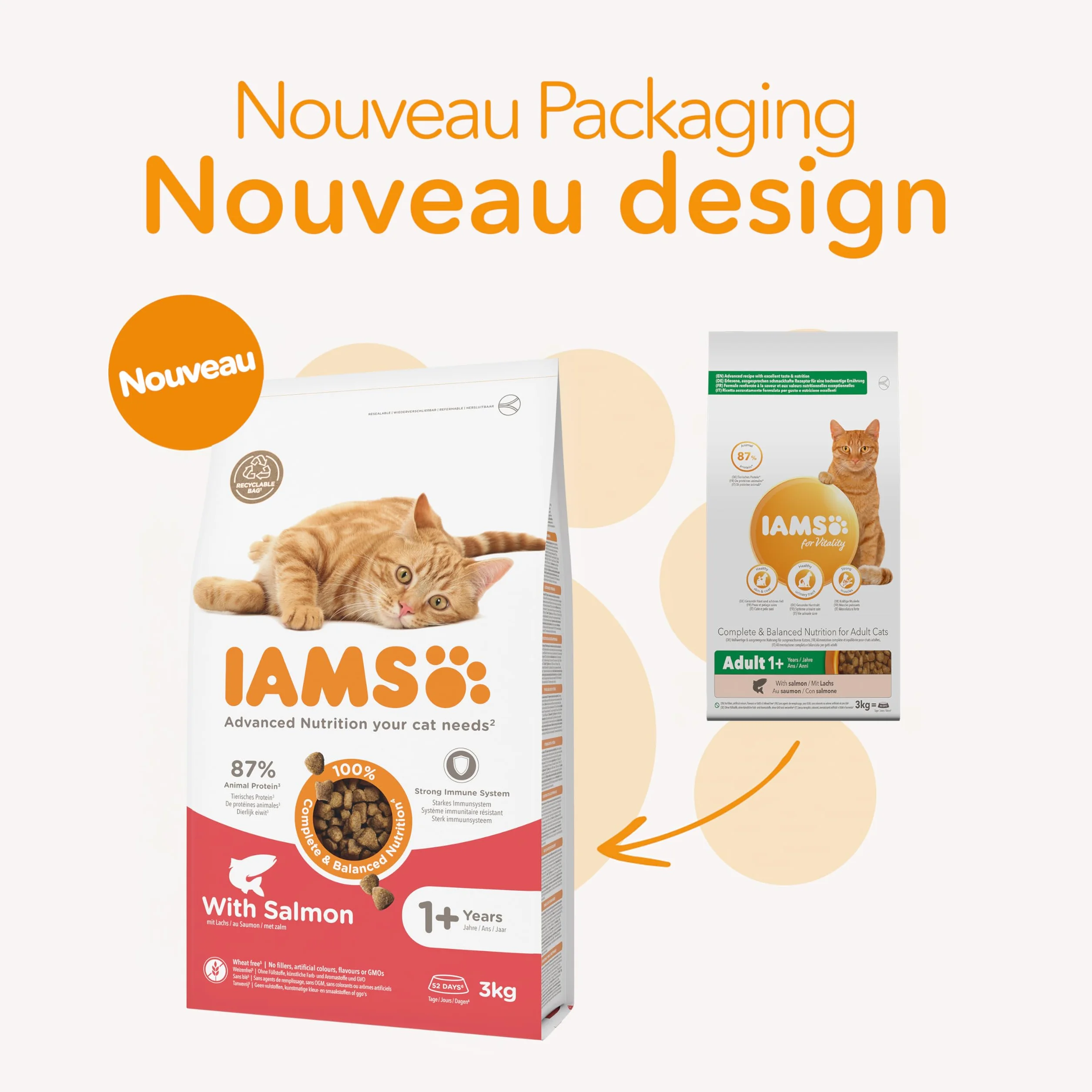 IAMS Croquette au Saumon pour Chat Adulte 3 kg