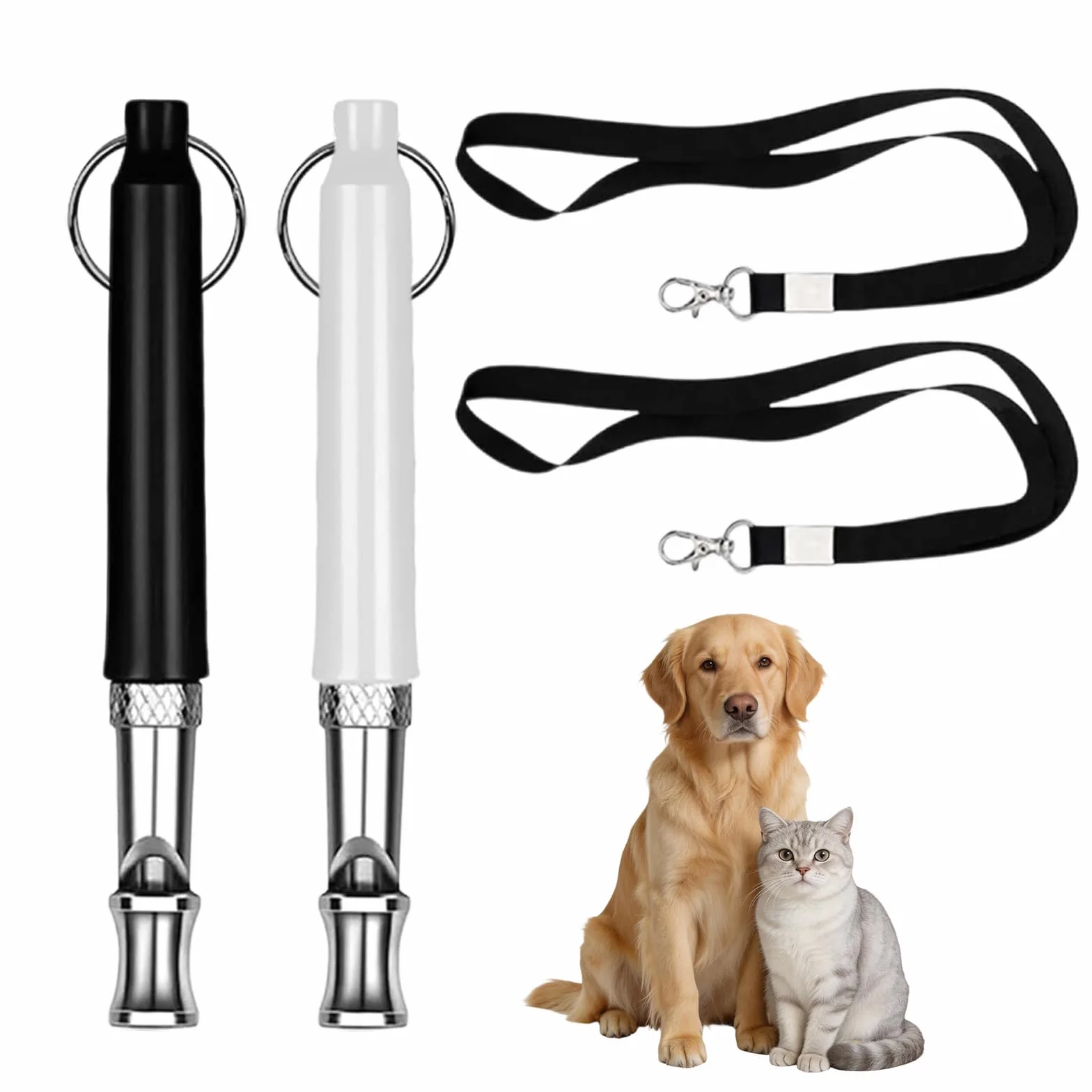 Sifflets Professionnels Anti Aboiement Chien Ultrason avec Cordon 2 Pièces