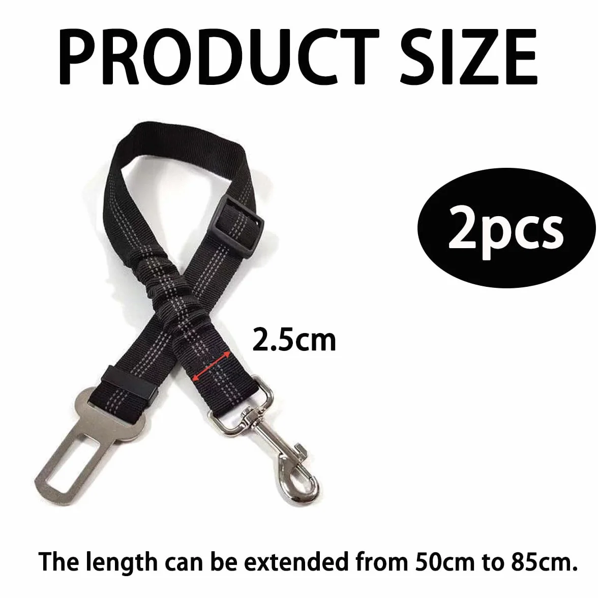 Ceinture Chien Voiture Harnais Securite Absorption des Chocs Mousqueton 2PCS