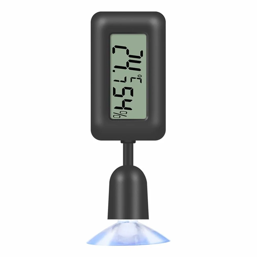 DONGKER Jauge D'humidité de Thermomètre de Reptile,Jauges de Capteur de Température D'affichage LCD Numérique avec Ventouse pour Tortue,Serpent,Lézard,Grenouille,Araignée,Boîte a Plantes