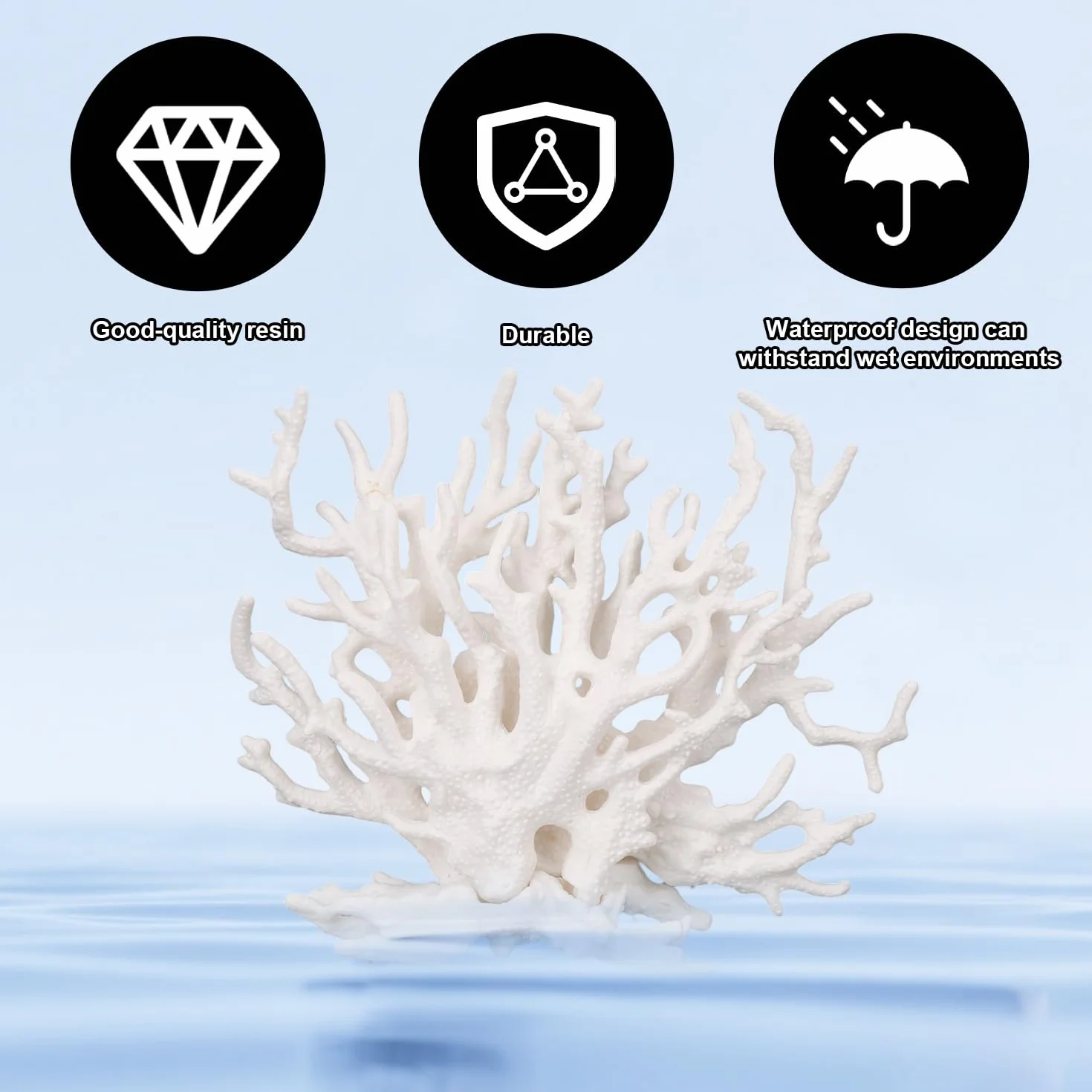 Tinoaly Décorations pour Aquarium Récif de Corail en Résine Blanche Ornements Réalistes
