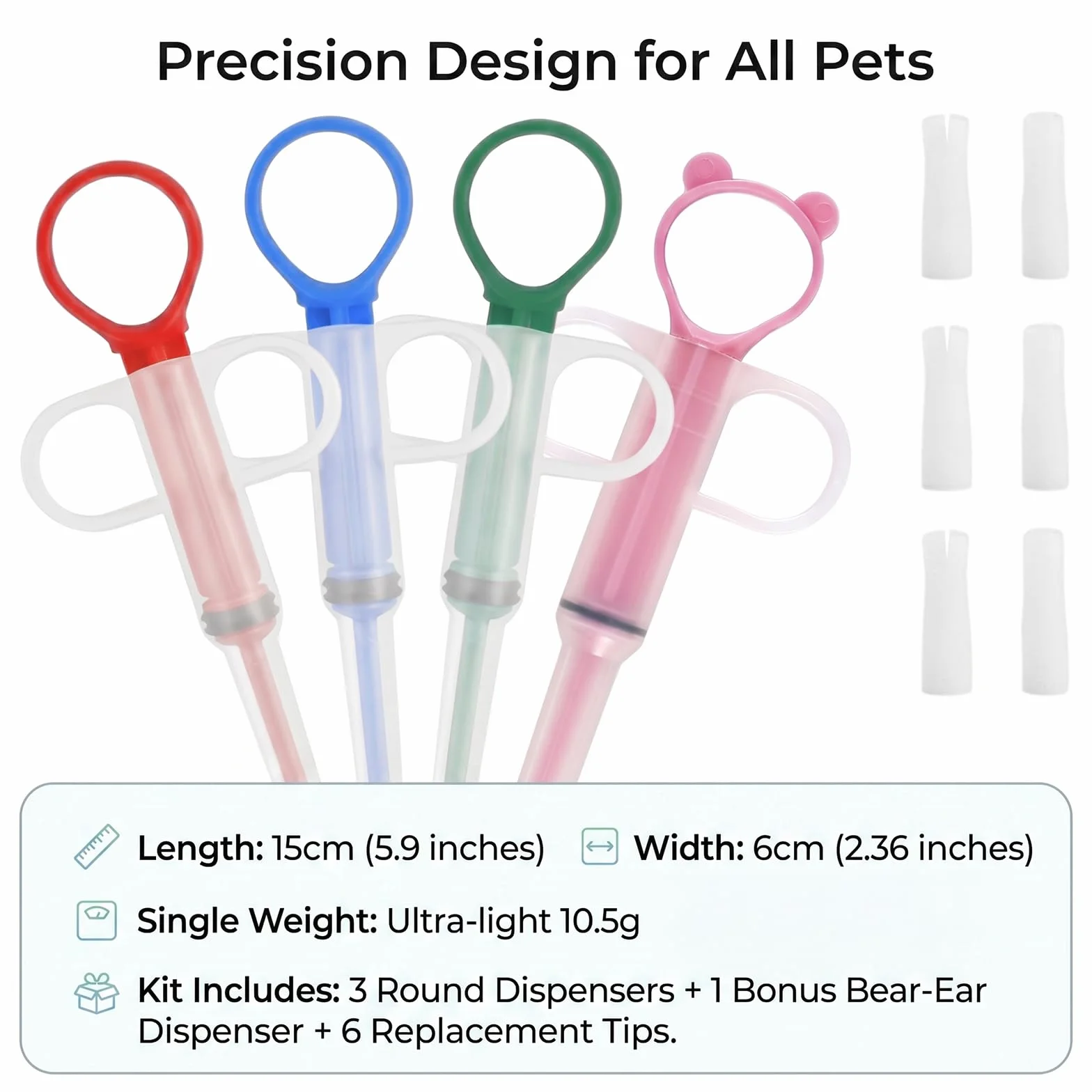 Distributeur De Comprimés Pour Animaux Lot De 4, Embouts Souples En Silicone Pour Chats Et Chiens