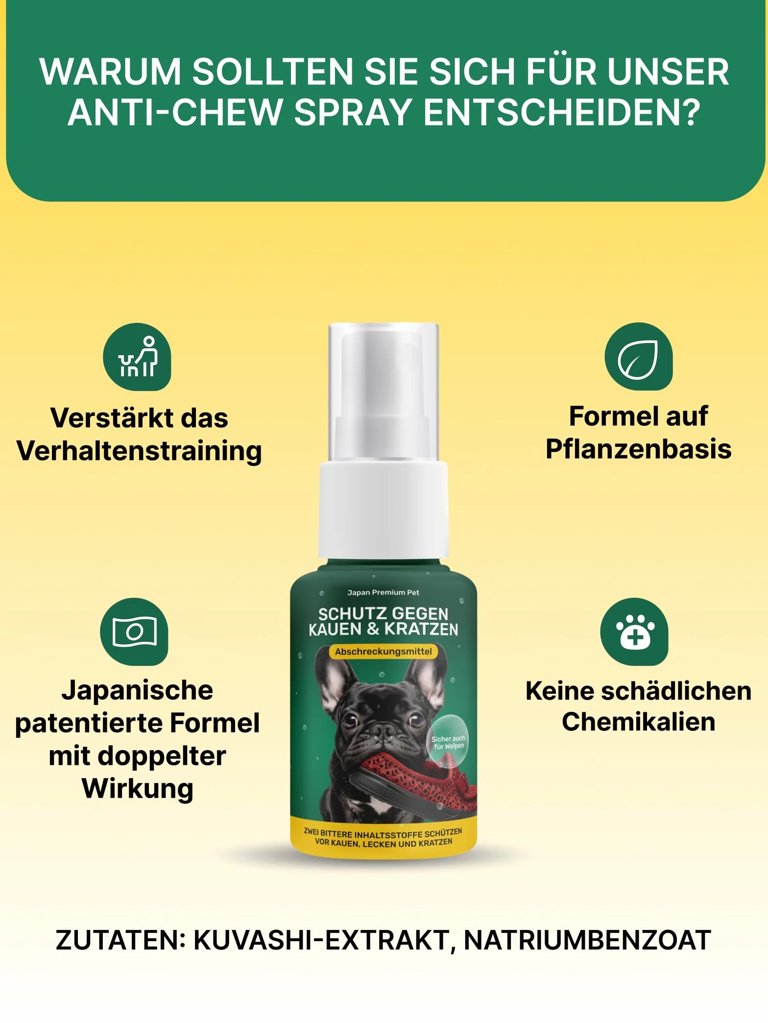 Spray Correcteur de Comportement pour Chien | Spray Répulsif Anti-Mordillage | Spray d'Éducation Naturel Amer Sans Alcool 100 ml
