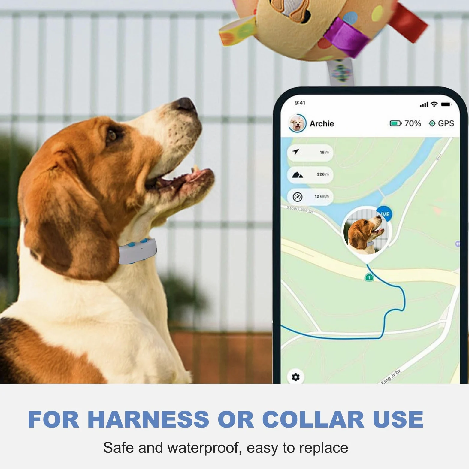 Lot de 6 clips en caoutchouc pour traceur GPS pour chiens compatibles avec le traceur de localisation des animaux de compagnie Tractive GPS