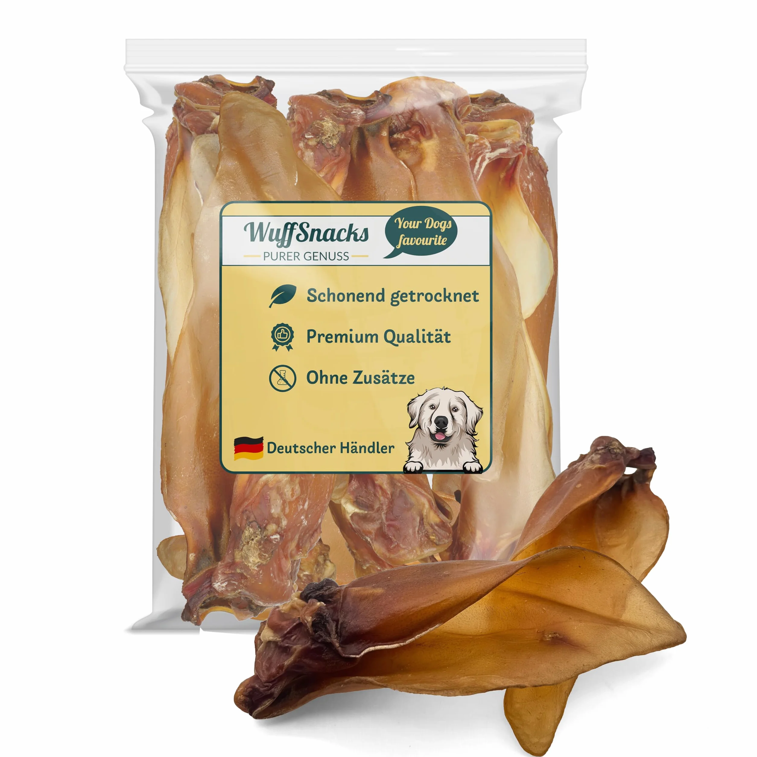 Wuffsnacks oreilles de bœuf avec coquillage pour chiens naturelles 50 pièces