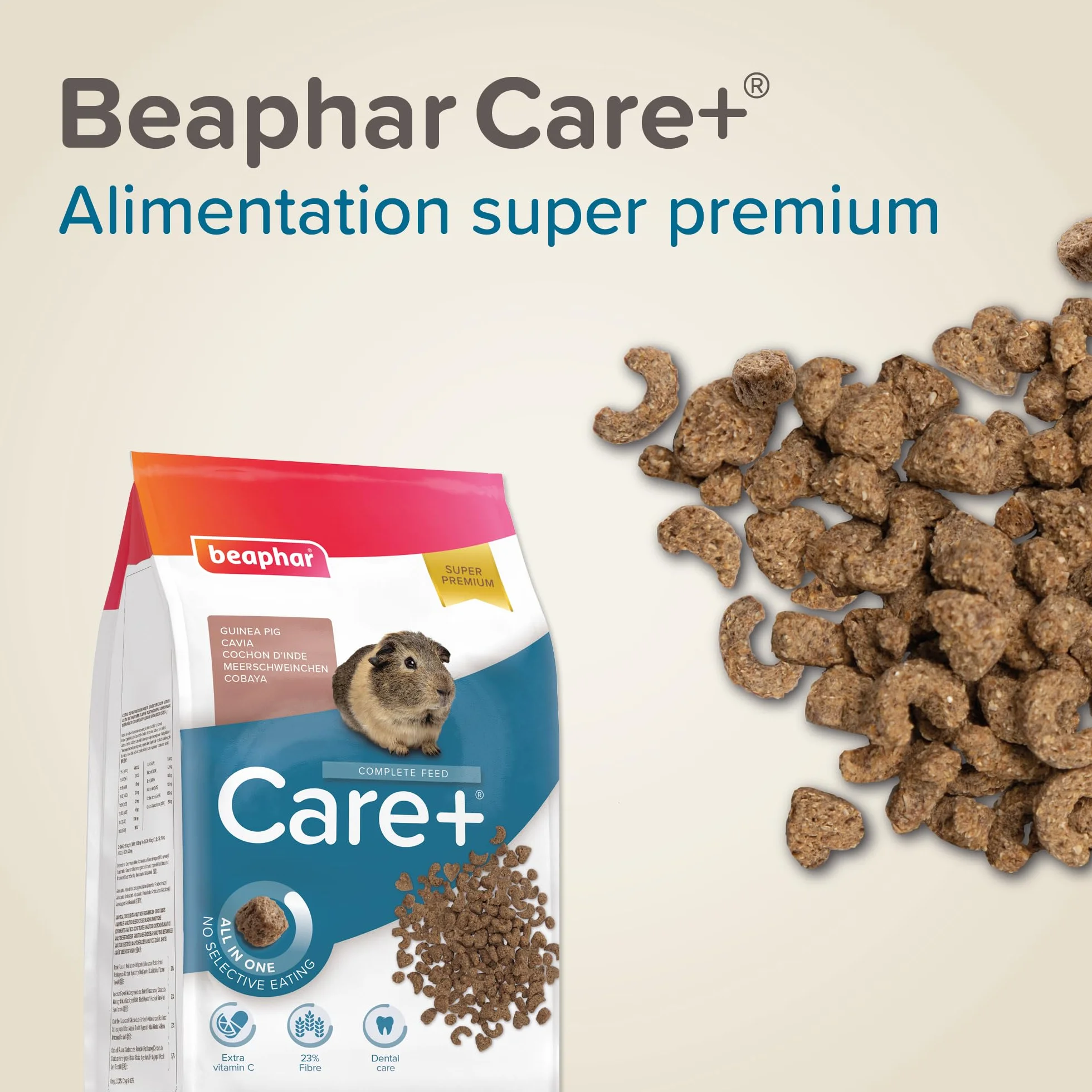 BEAPHAR Care+ Alimentation Super Premium extrudée pour Cochon d'Inde 1.5kg