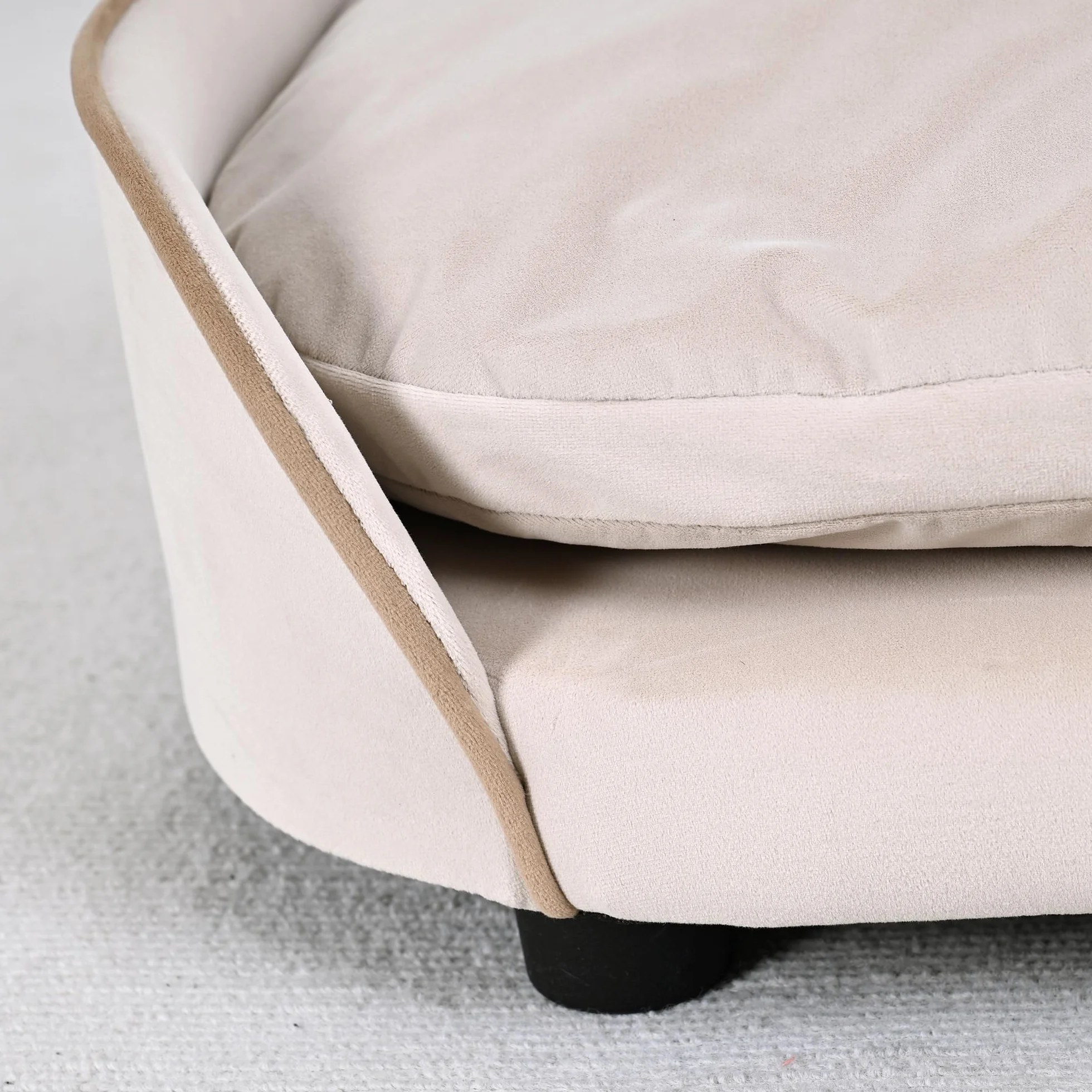 PawHut Canapé pour Chien avec Coussin Amovible et Housse Lavable, Velours, 66 x 43 x 19,5 cm, Beige