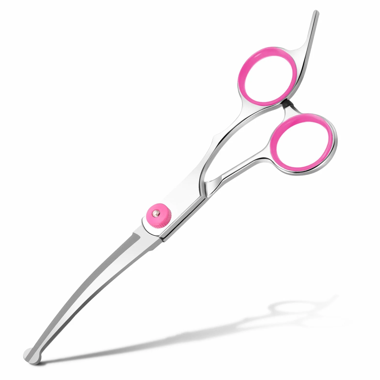 Jostift Ciseaux de toilettage pour chien et chat - Ciseaux incurvés - Ciseaux ronds professionnels - Ciseaux de toilettage pour chat et autres animaux de compagnie - Rose