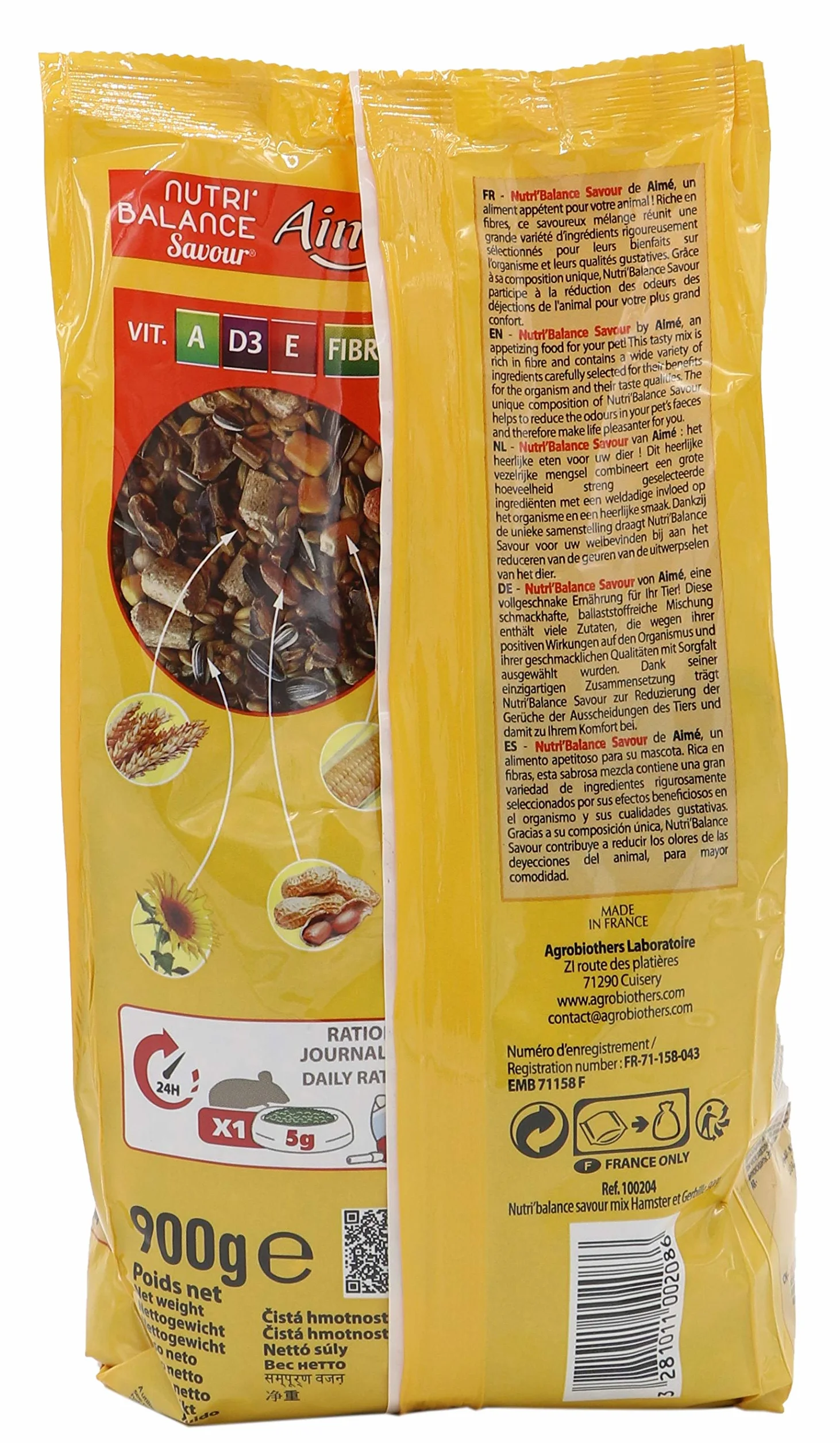 AIME Nourriture pour Hamster et Gerbille, NUTRI'BALANCE SAVOUR MIX, 900g