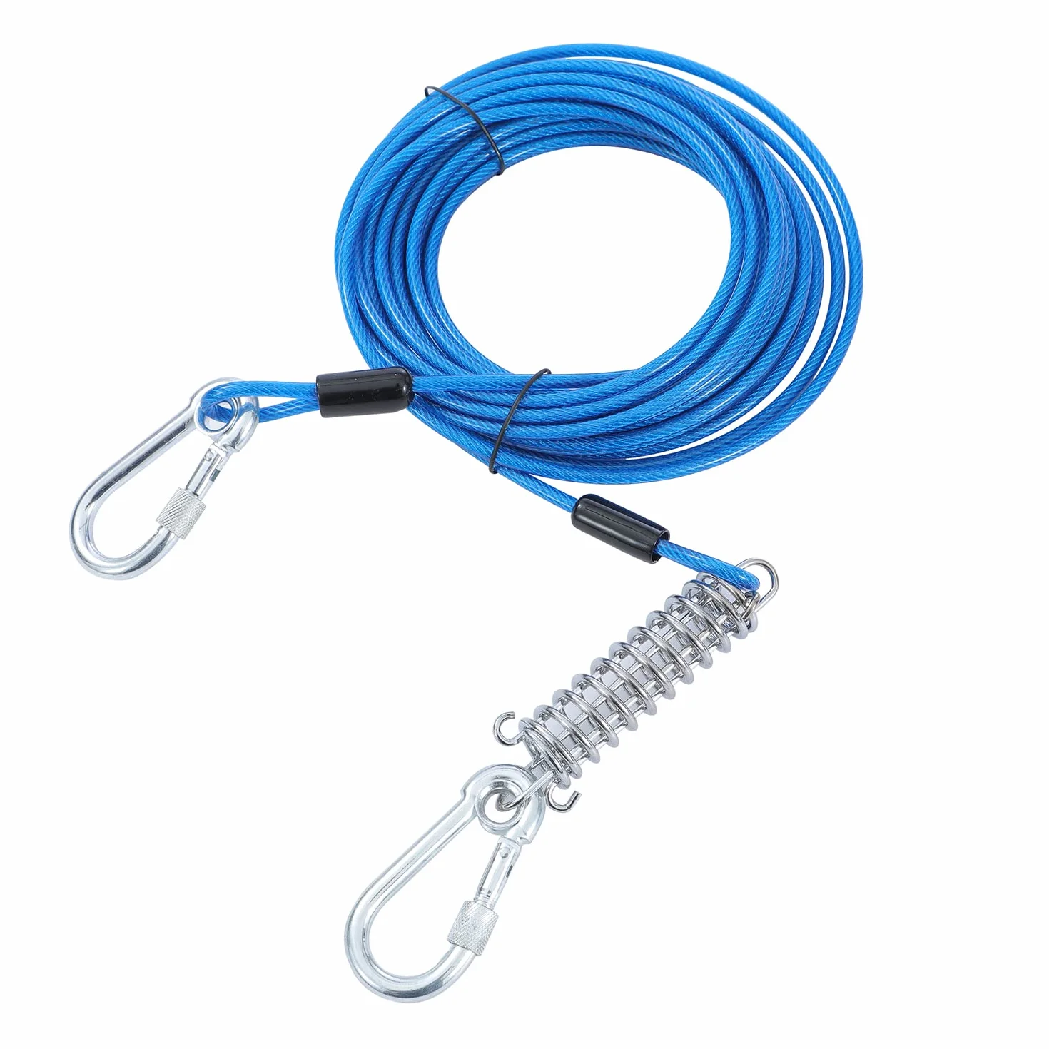 TOPWAY Câble d'attache pour Chien 10m et Piquet en Spirale de 42cm, Chien Cravate Câble pour Le Camping en Plein Air, Bleu + Rouge