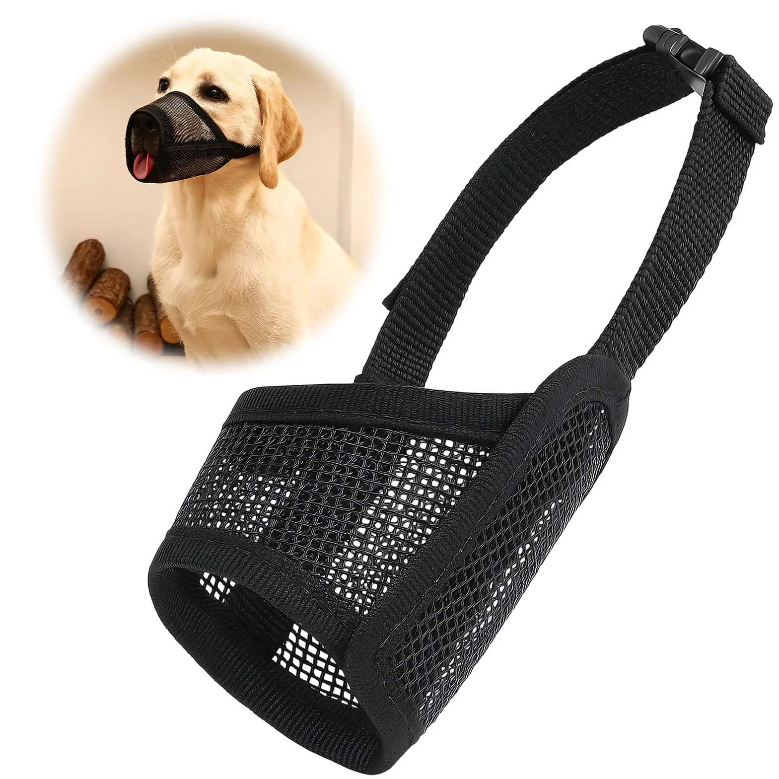 Muselière pour Chien Muselière Souple Réglable avec Sangles Velcro Museliere Anti Aboiement Morsure pour Petits et Moyens Chiens Jack Russell Terrier Corgi Shiba Inu (Noir,16-20cm)