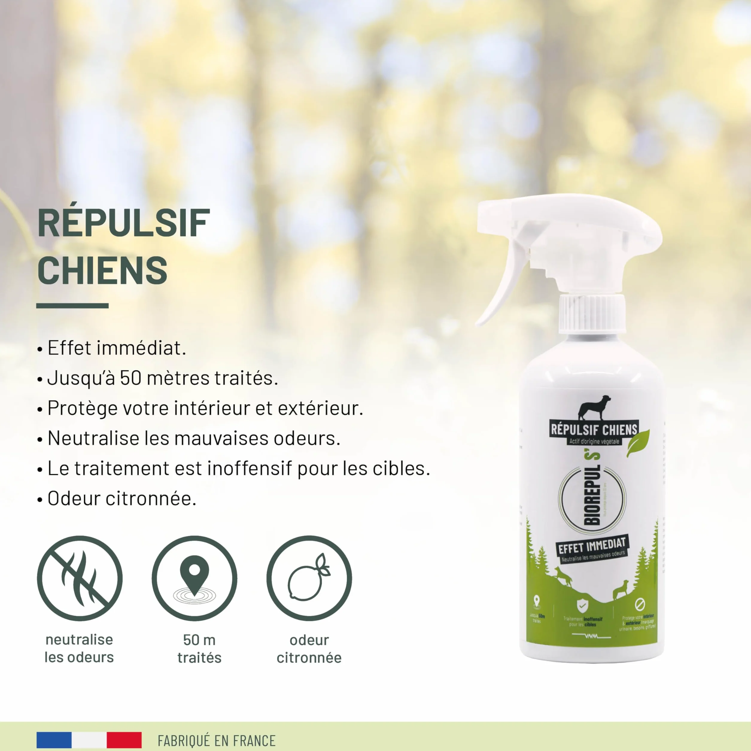 BIOREPUL S' Spray Répulsif pour Chien Anti marquage urinaire 450ml