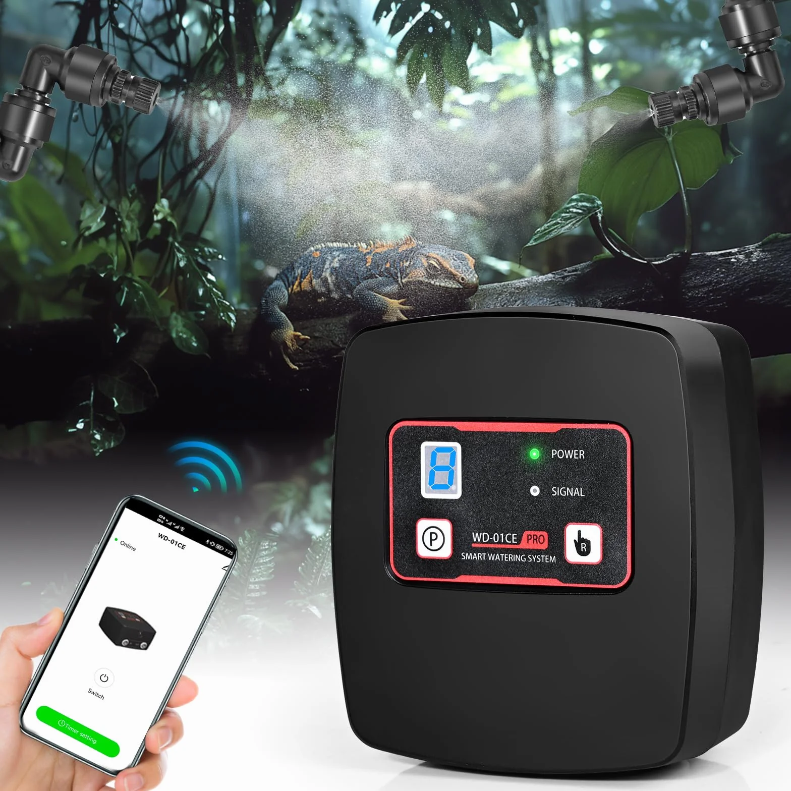 Système d'arrosage intelligent pour terrarium avec minuterie et 4 buses réglables 360°