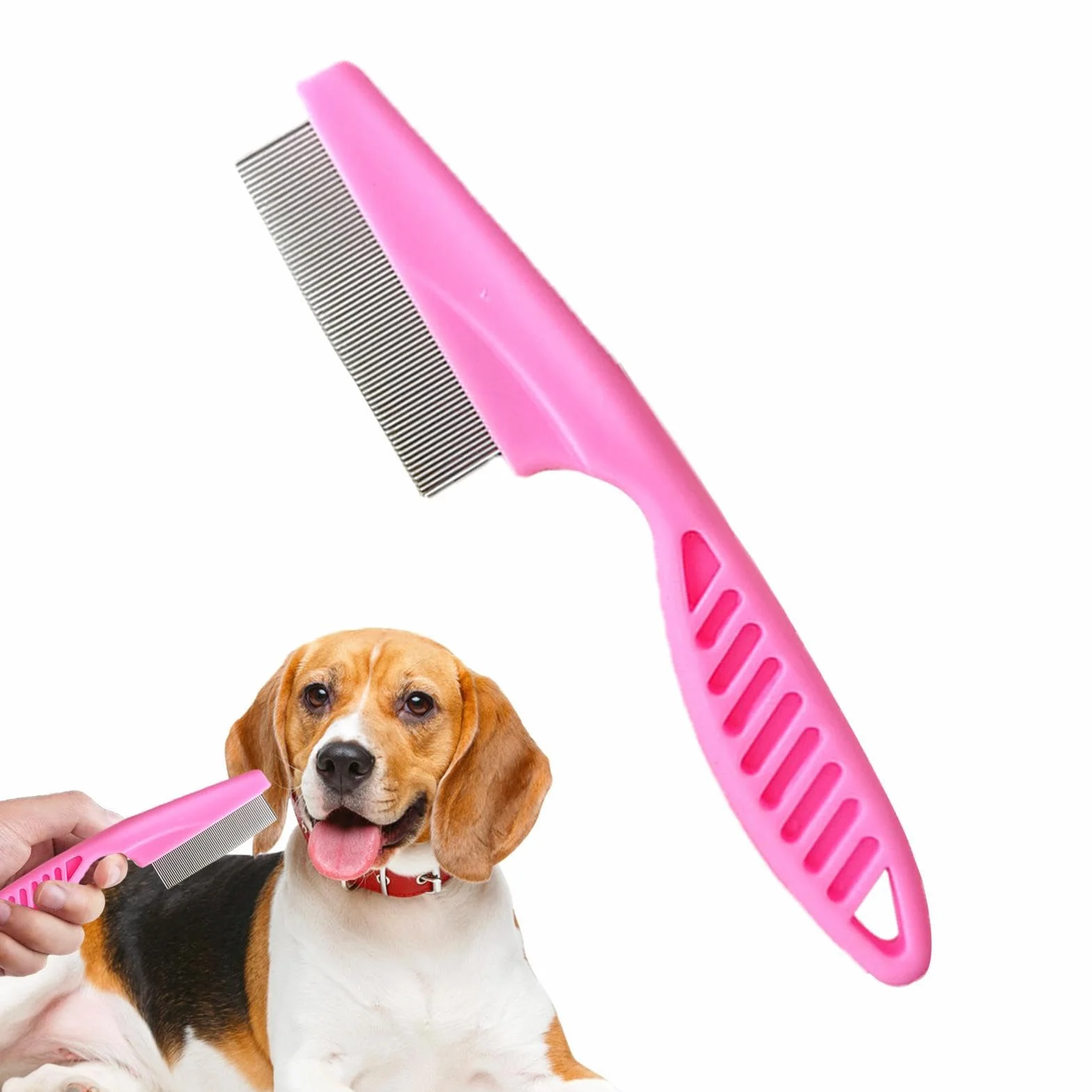Peigne à Puces et à Tiques pour Chiens Anti-puces avec Poignée Antidérapante Améliorée