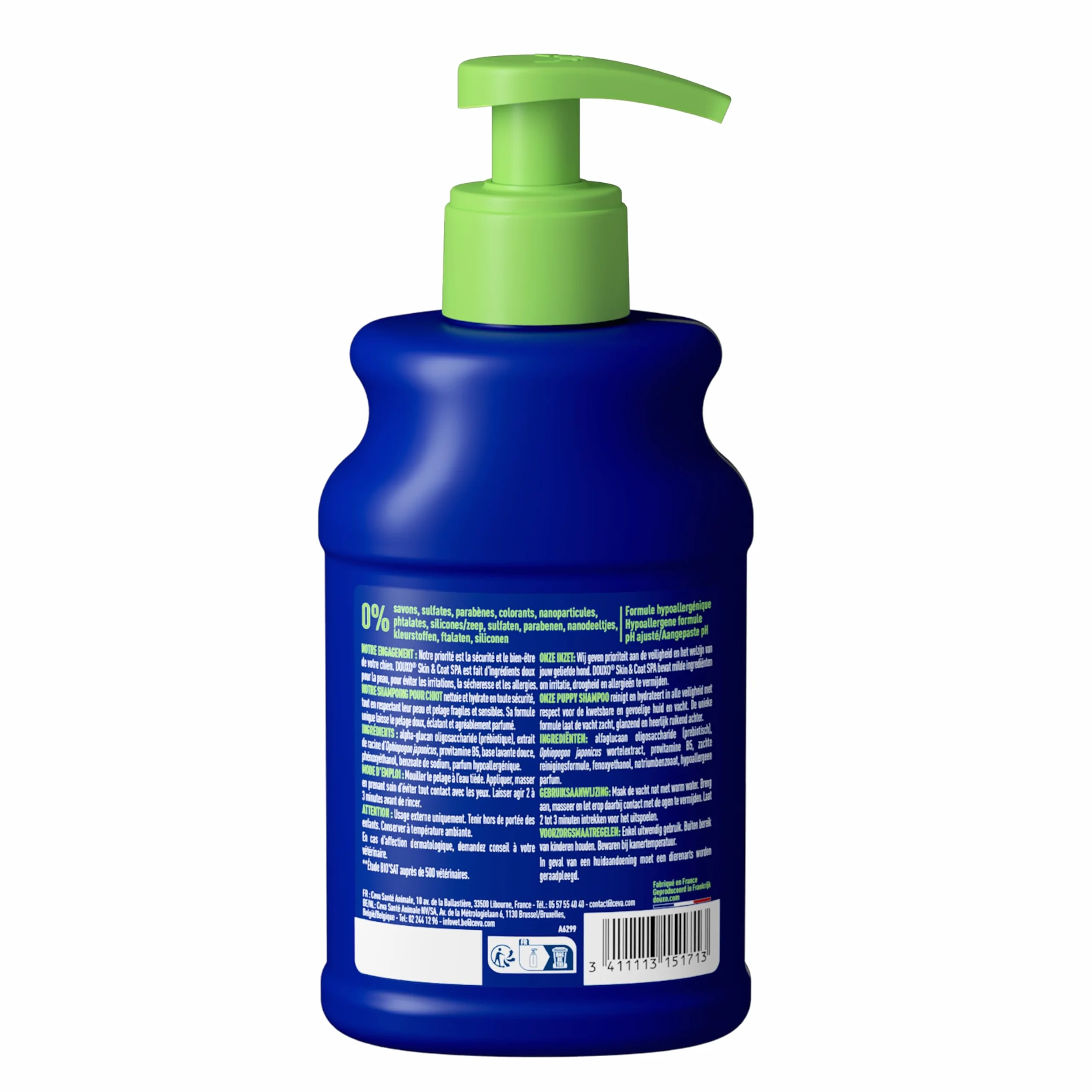 DOUXO Skin & Coat Spa - Ultra-Safe Shampoing pour Chiot, 250mL, Nettoie et Hydrate la Peau Profondeur, Laisse Le Pelage Doux et éclatant, Formule respectueuse de la Peau.