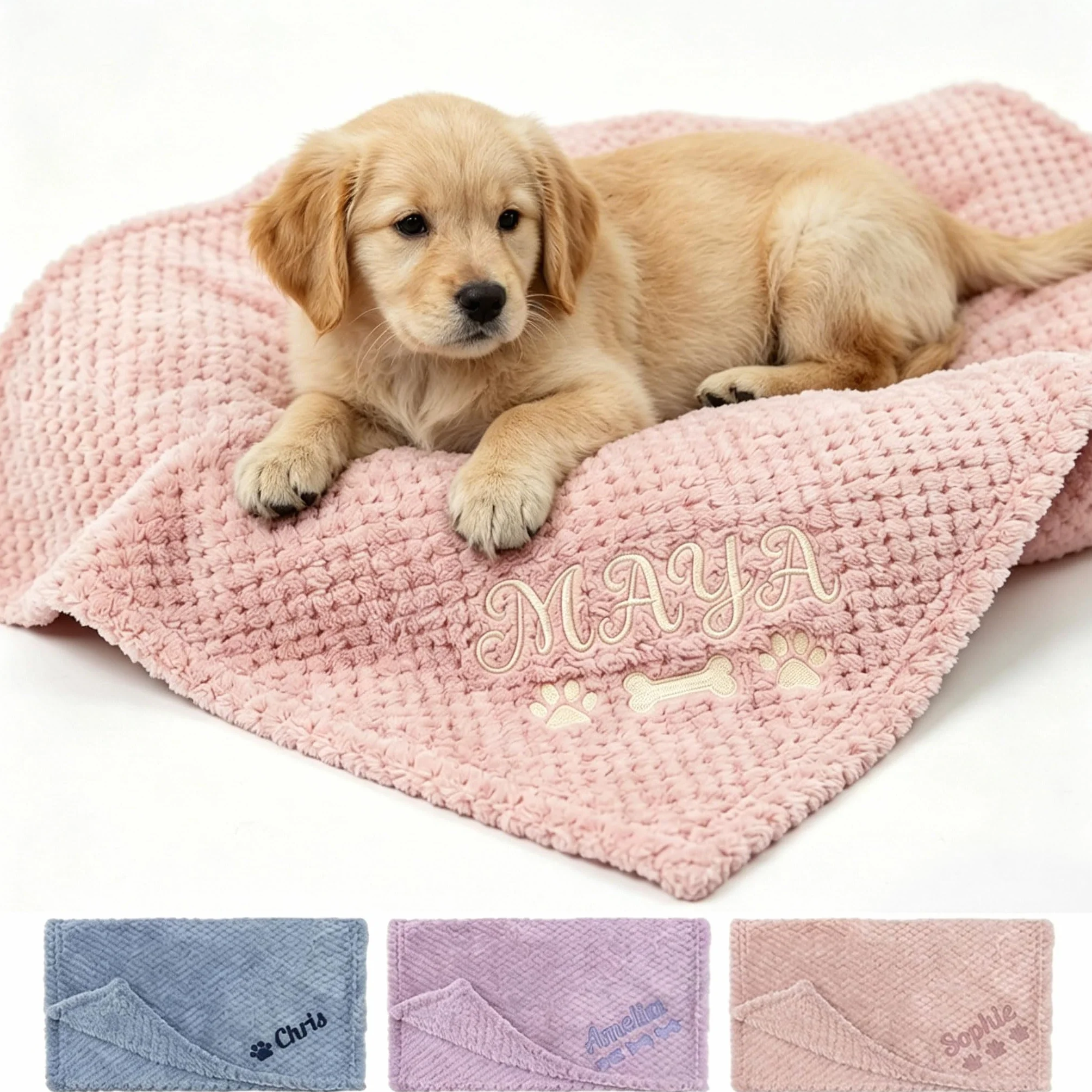 Couverture Personnalisée pour Chien avec Nom et Empreinte, Protection Canapé Fauteuil