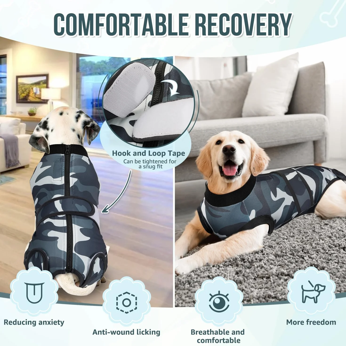 SlowTon Combinaison de récupération pour chien, chemise post-opératoire anti- léchage, bandage abdominal