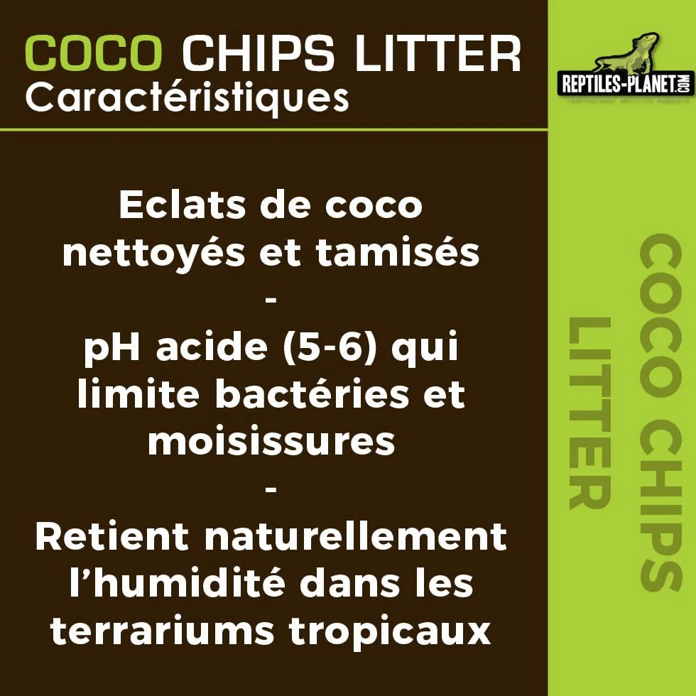 Reptiles Planet - Coco Chips - Substrat en Eclats de Coco pour Terrarium - 18 Litres