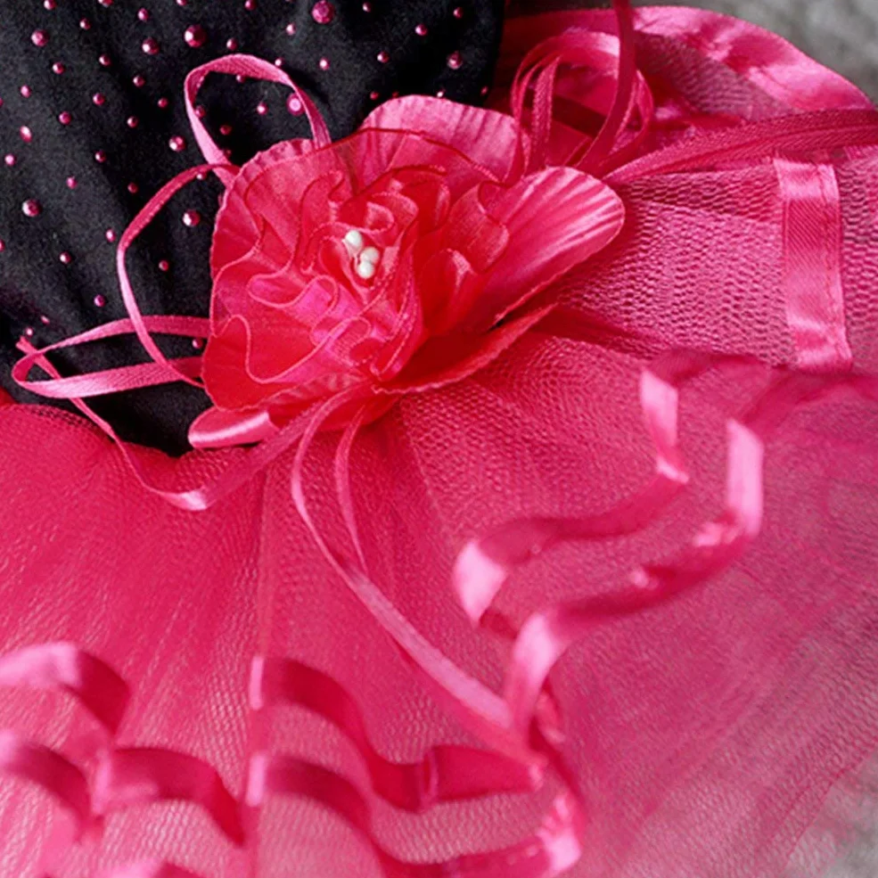 Robe Tutu Rose Fleur Gaze pour Chien Chiot Chihuahua Caniche Yorkshire