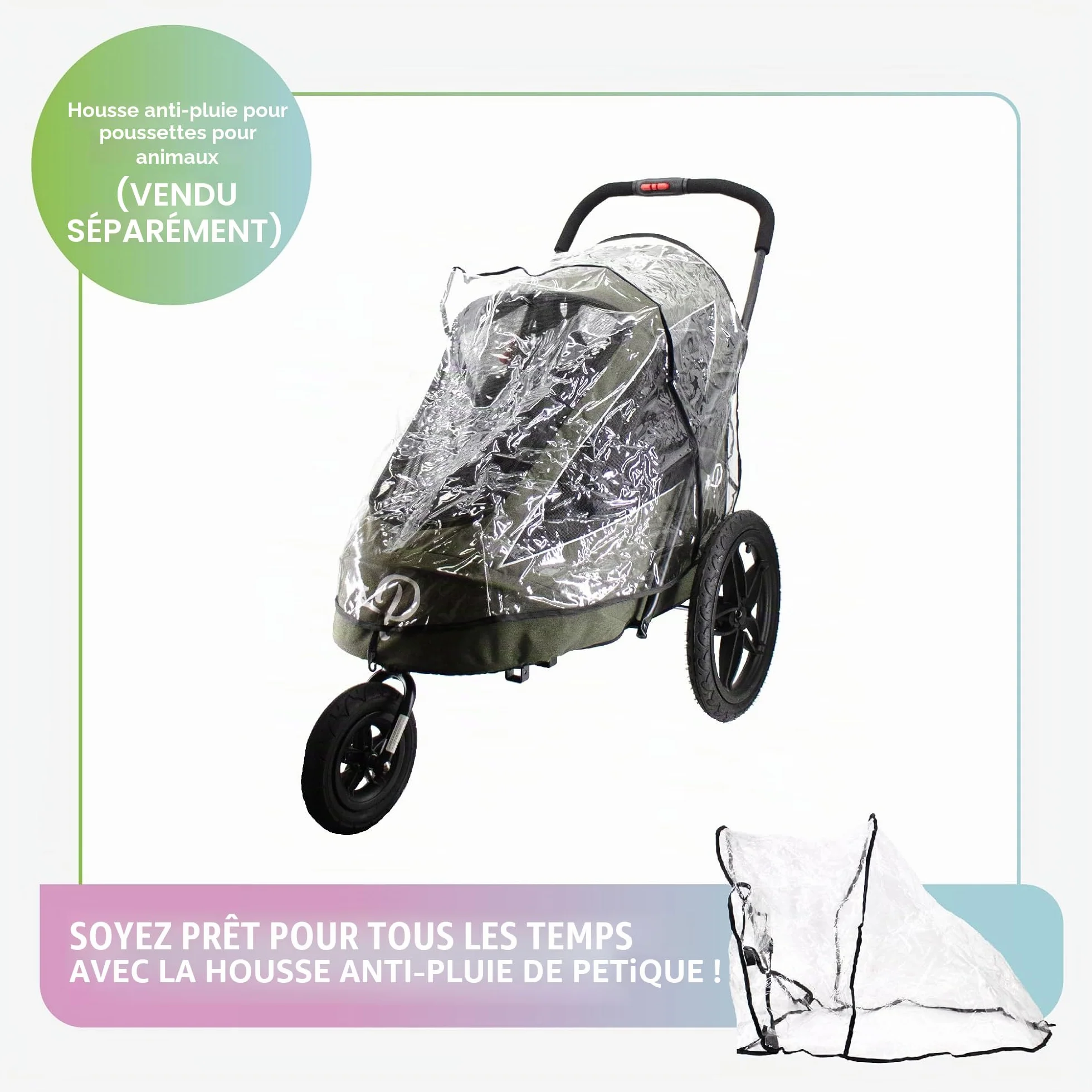 Breeze Black | Remorque de vélo de Luxe pour Chien | Jogger de Grande Taille | Pliage à Une Main | Pneus pneumatiques | Housse de Pluie Incluse | Pompe à Pneu | Adaptateur de vélo
