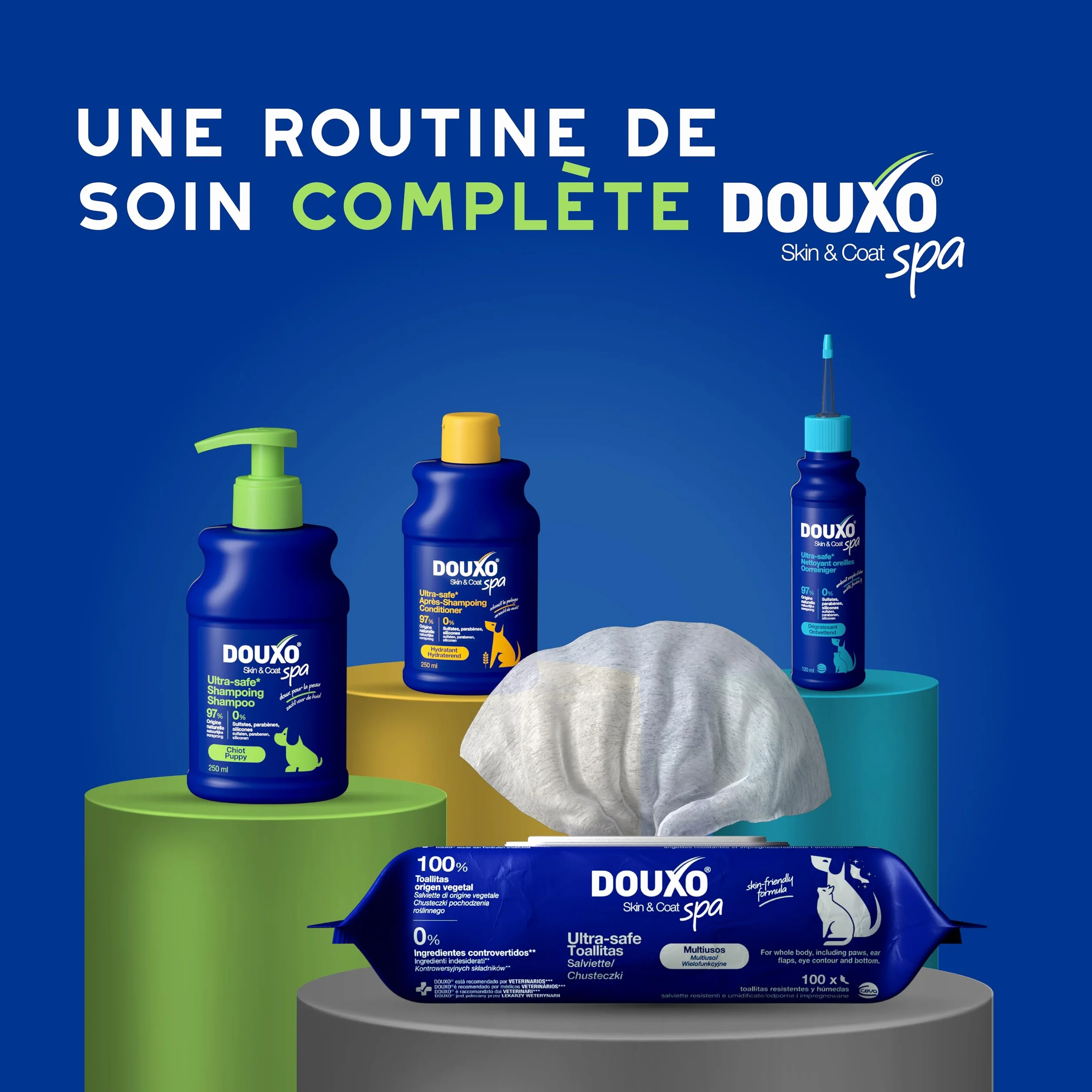DOUXO Skin & Coat Spa - Ultra-Safe Shampoing pour Chiot, 250mL, Nettoie et Hydrate la Peau Profondeur, Laisse Le Pelage Doux et éclatant, Formule respectueuse de la Peau.