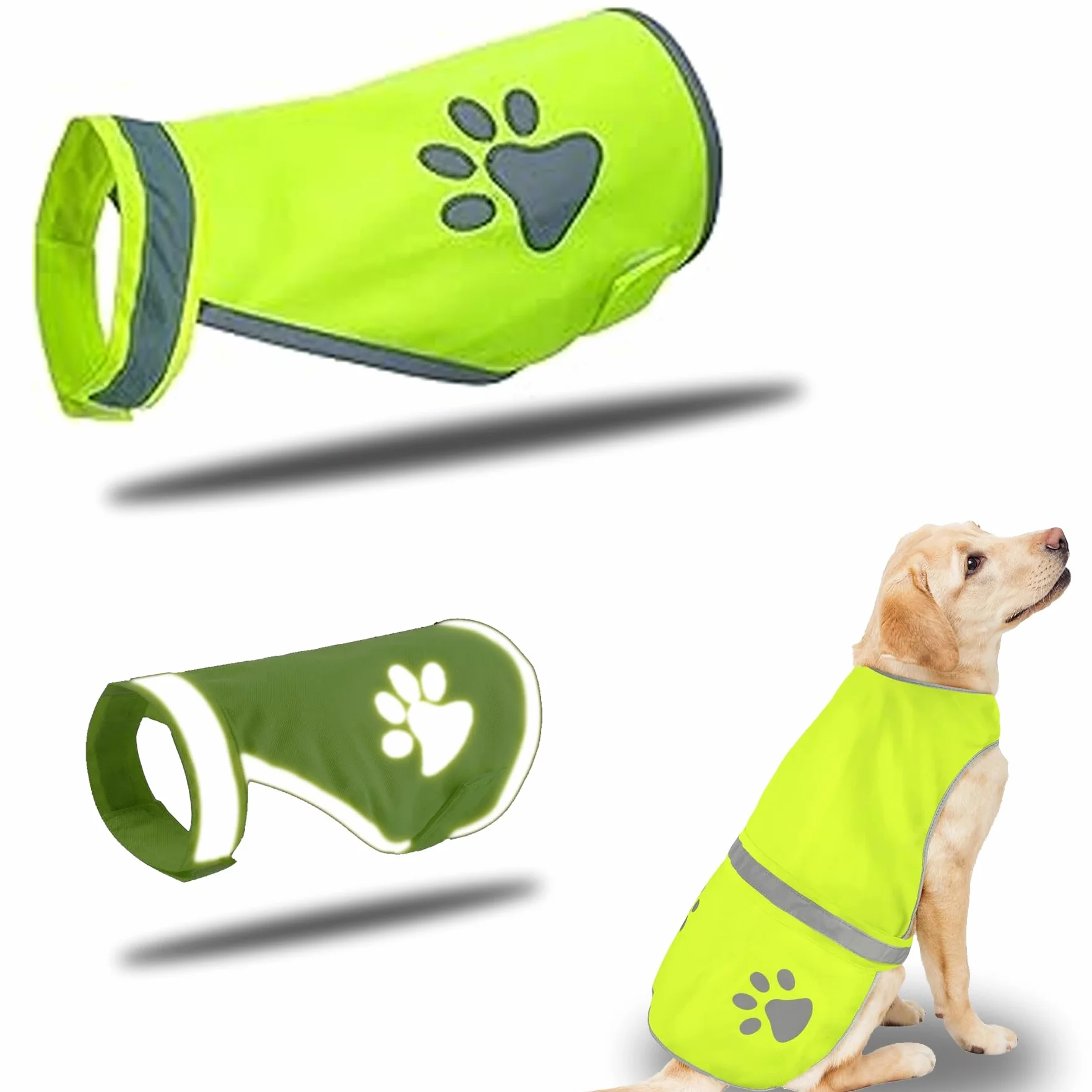 Haute Visibilité Veste Réfléchissante Fluorescente Gilet Chien Taille L pour Nuit Extérieur