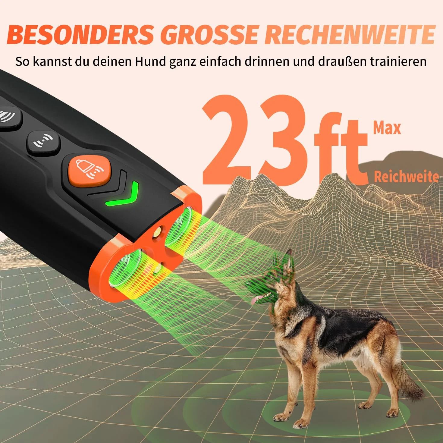 Appareil anti-aboiement à ultrasons rechargeable 4 fréquences réglables LED pour chiens