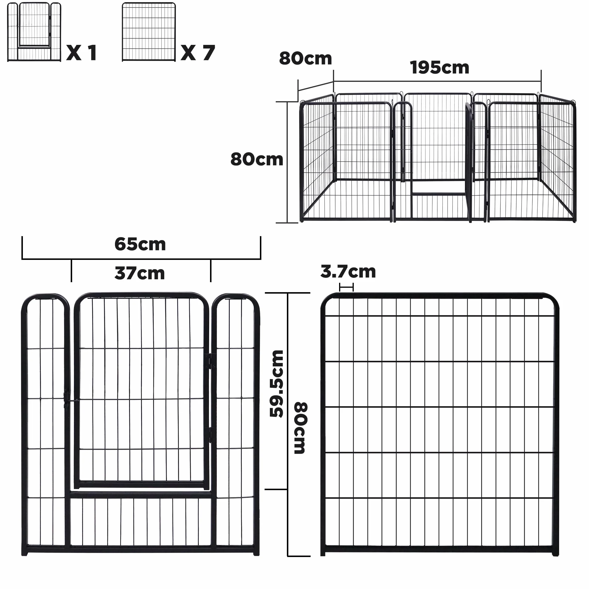 YUENFONG Enclos pour Chiots 80cm Hauteur XL 528x65x80cm avec Porte