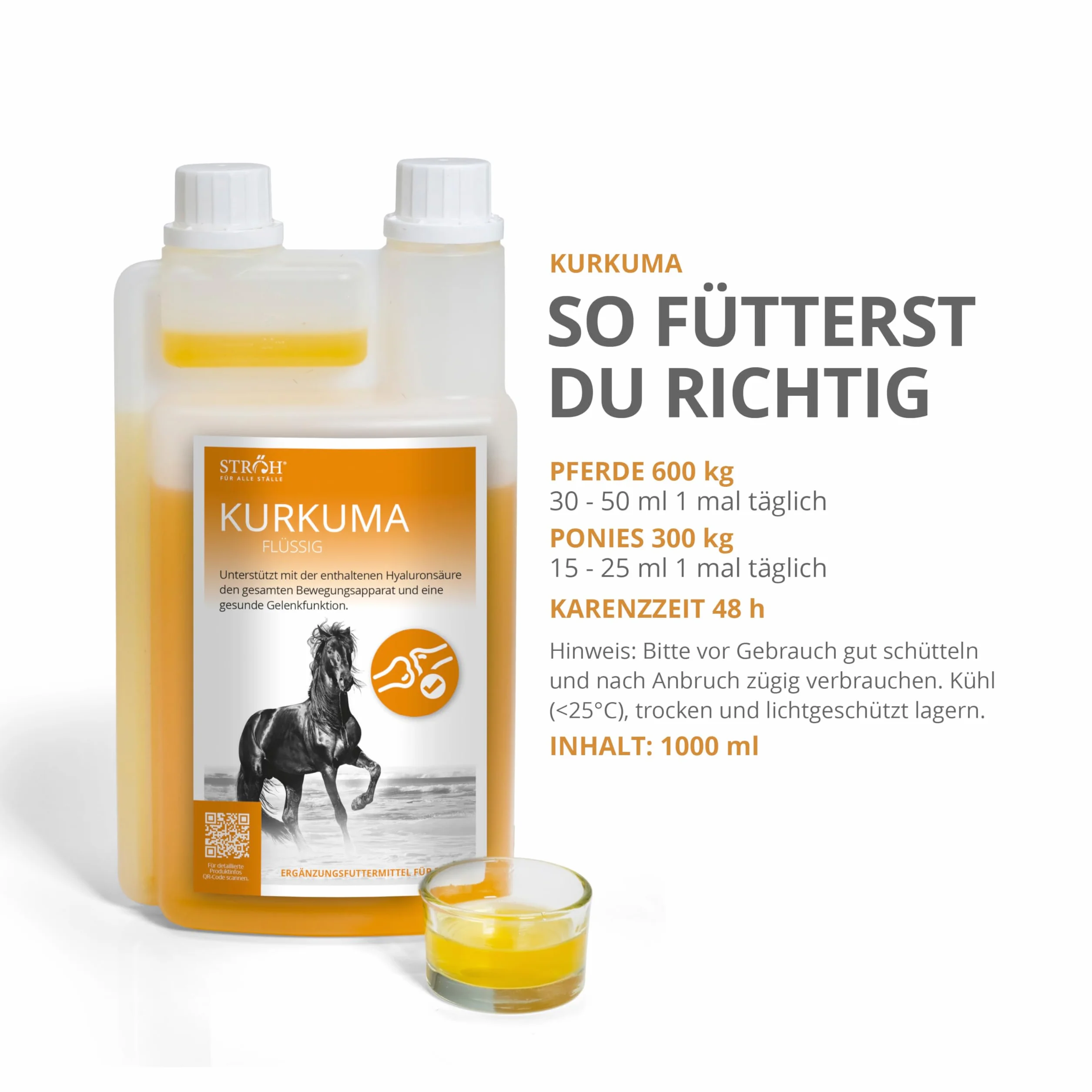 STRÖH Curcuma pour chevaux 1 L - Complément articulaire cartilage ligaments tendons