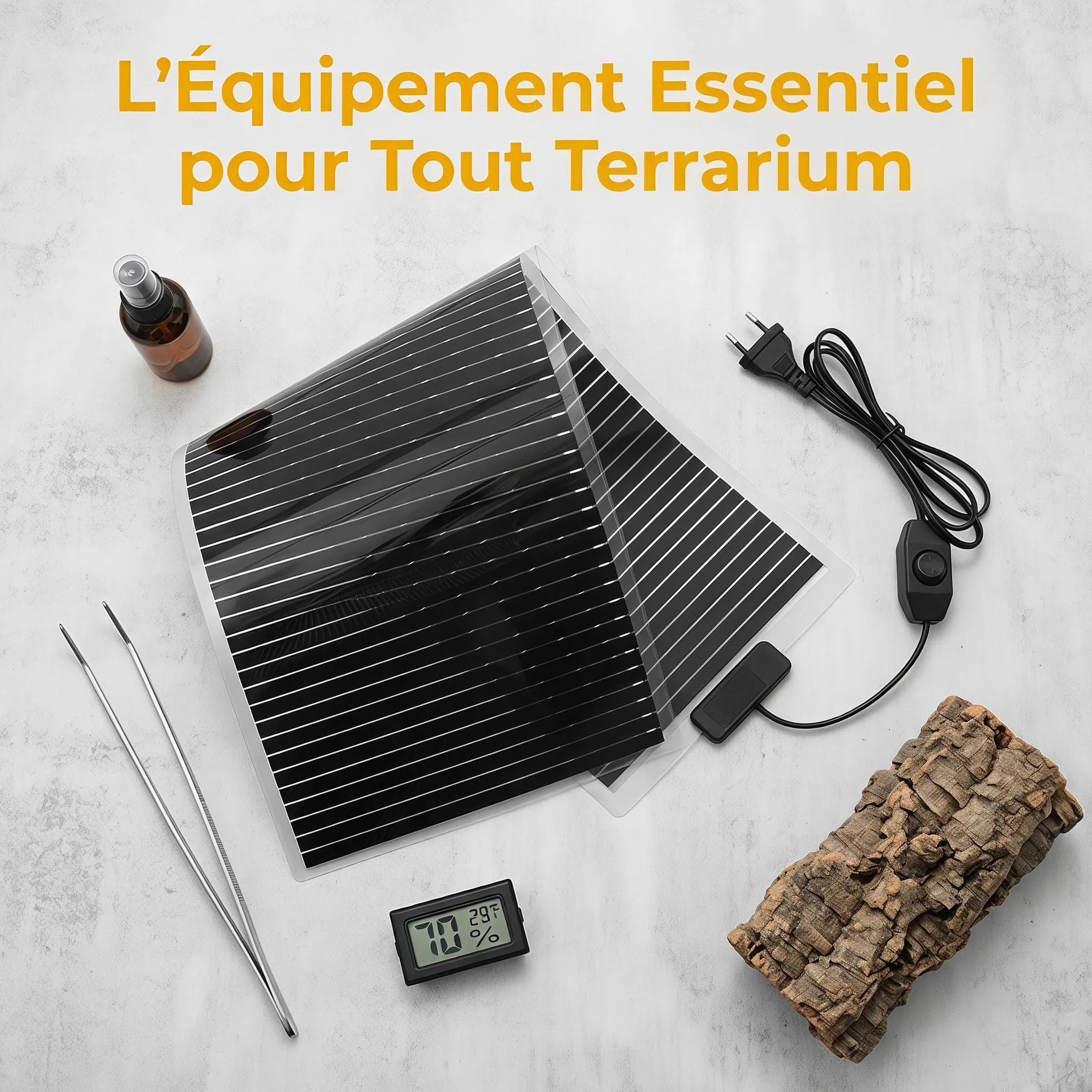 Tapis Chauffant pour Terrarium 45W avec Thermostat Réglable 31,44 x 11,12 x 0,04inch