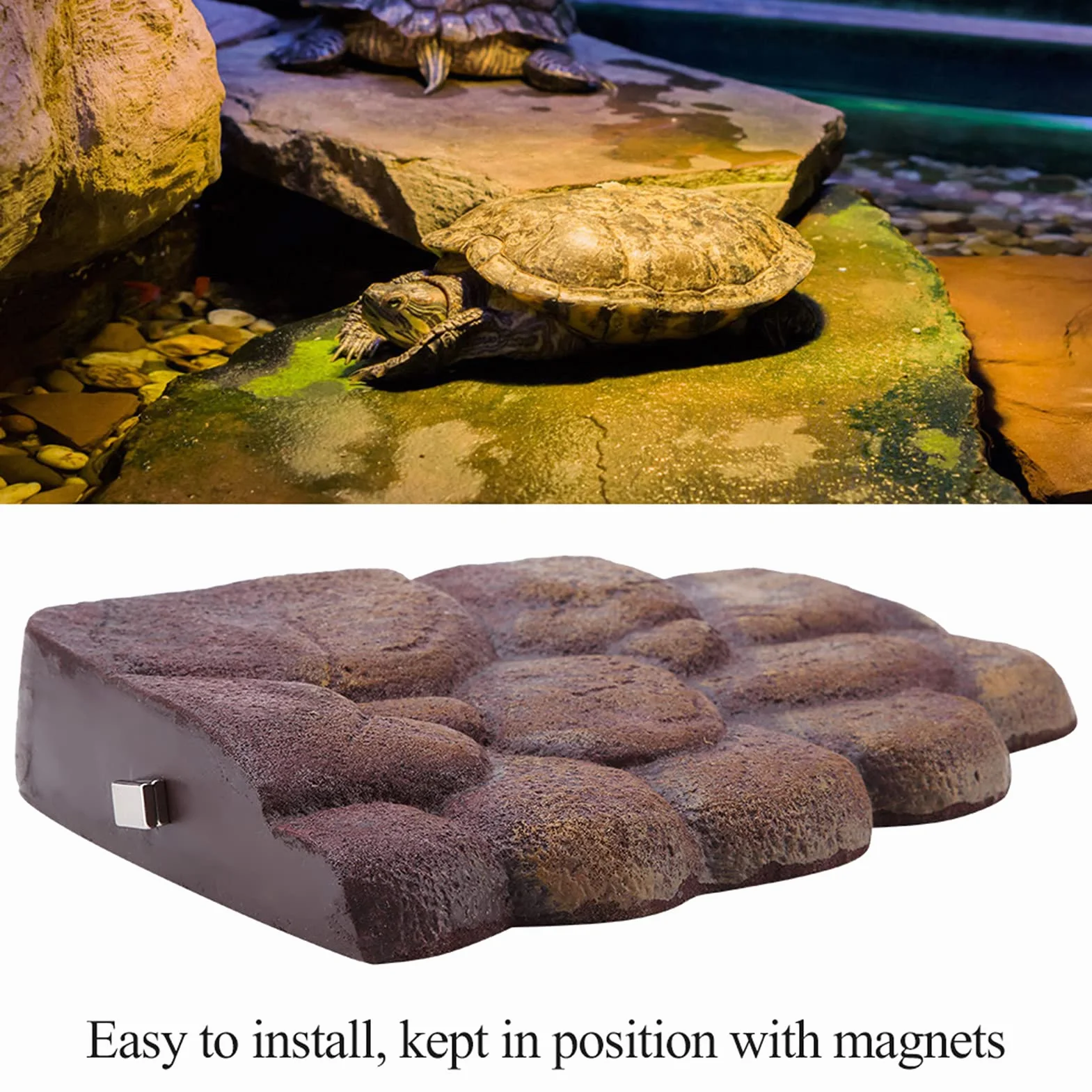 Hztyyier Décor d'aquarium, île de Tortue magnétique pour Tortue d'aquarium(NS-79 Large)