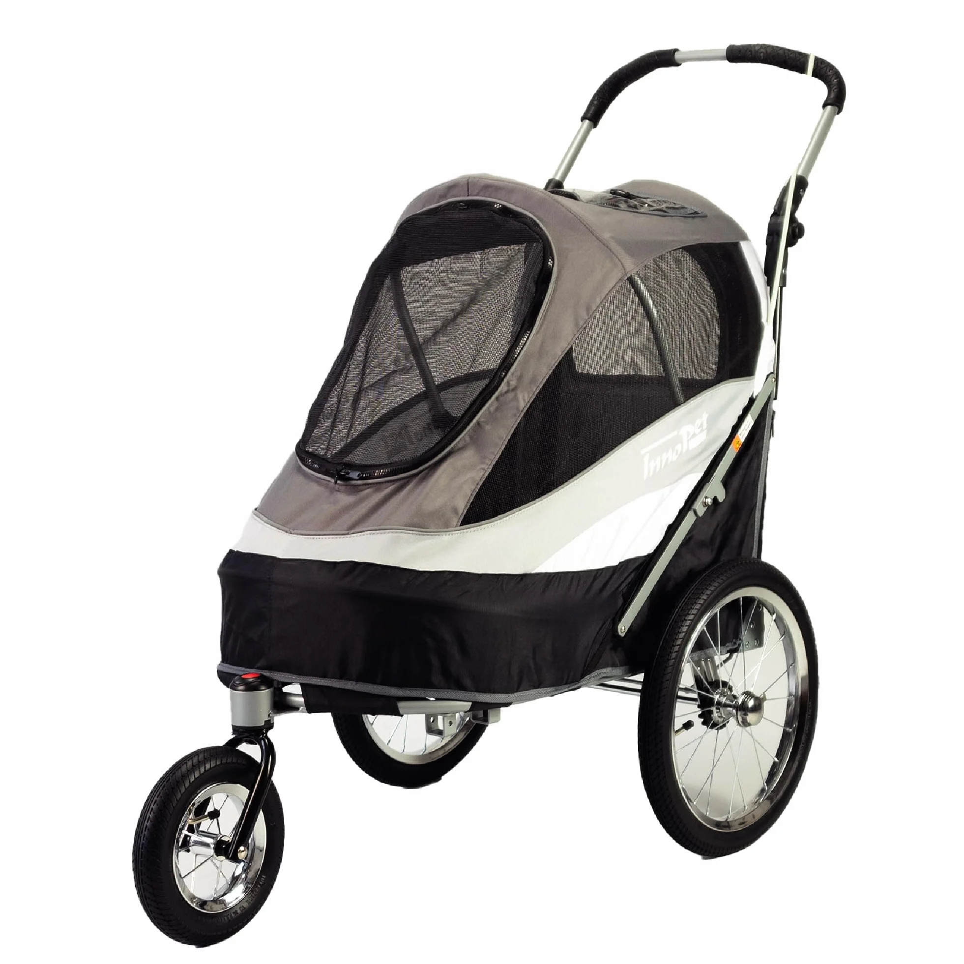 Innopet Sporty Dog Trailer Deluxe Noir/Argent - Poussette pour chien et remorque pour vélo 2 en 1, capacité 30 kg