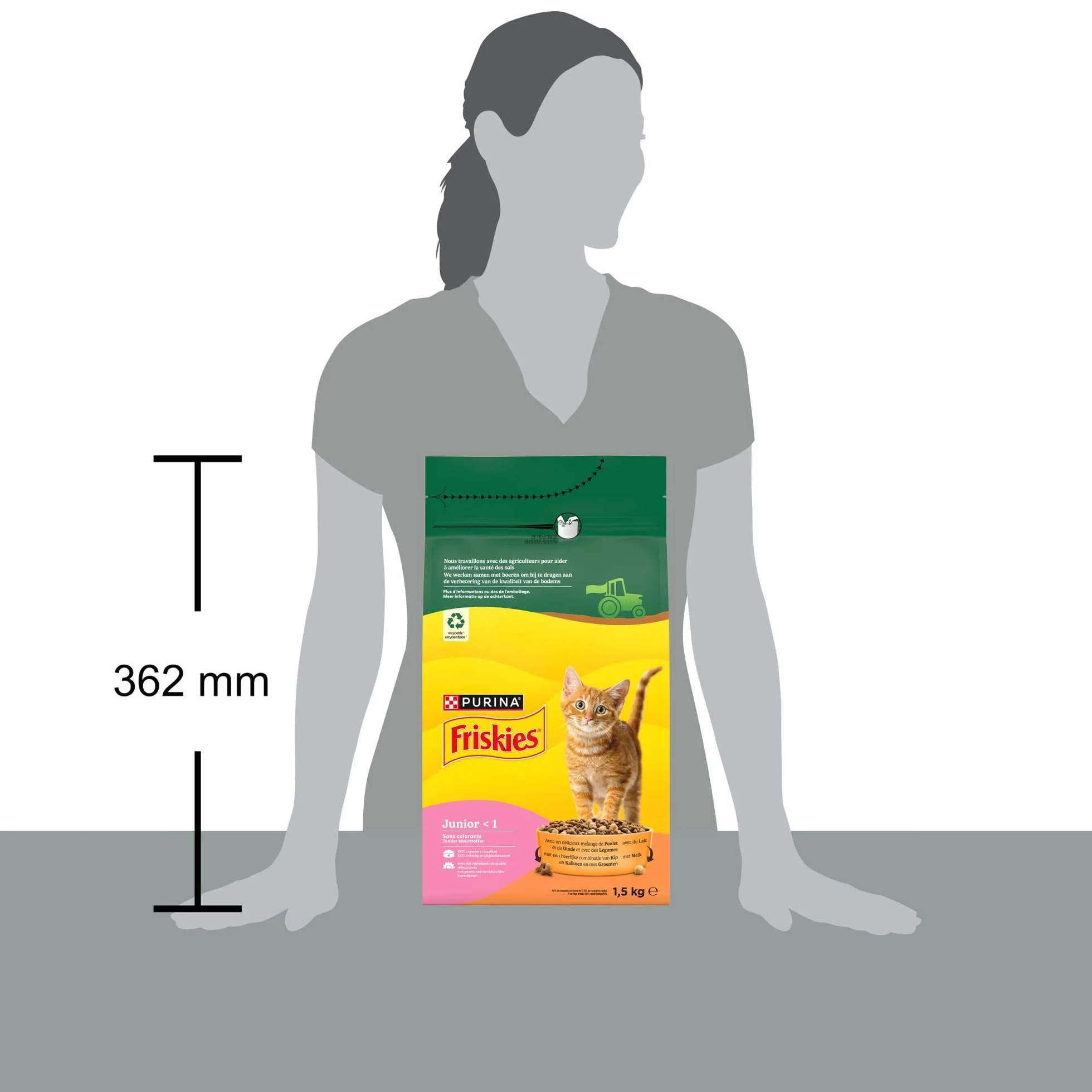 FRISKIES JUNIOR Croquettes complètes pour Chatons Poulet Lait Légumes 1,5 kg