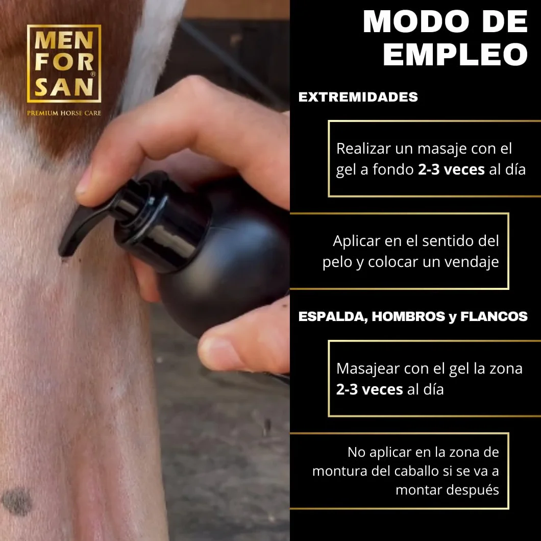 MENFORSAN Gel Liniment pour Chevaux 500ml Apaise Muscles Vegan Natural Premium Horse Care