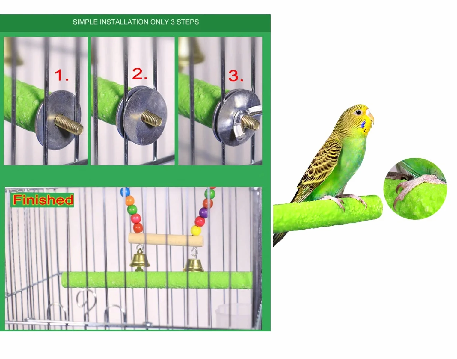 Perchoirs pour petits oiseaux 1.5 cm x 20 cm bois pour perruches canaries perroquet