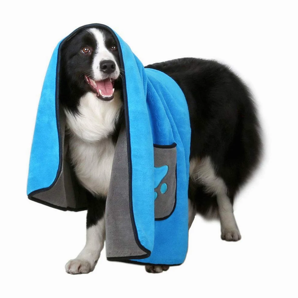 Manteau de Séchage pour Chien, Serviette de Chien, Absorbant à de Microfibre, Cadeau Peignoir pour Chien Serviettes de Bain