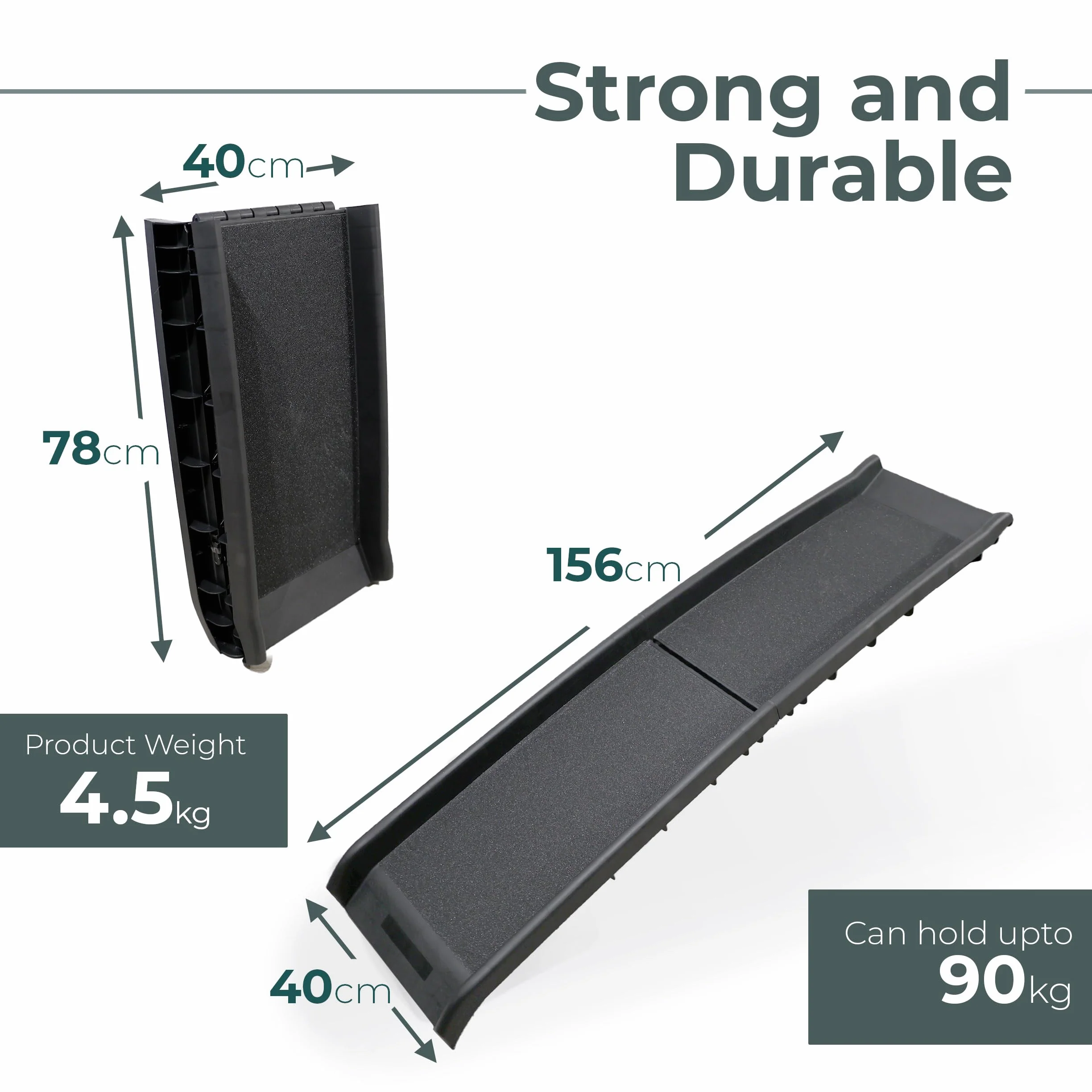 DIVCHI Rampe antidérapante pour Chien Rampes légères et Portables en Plastique Pliable (Noir)
