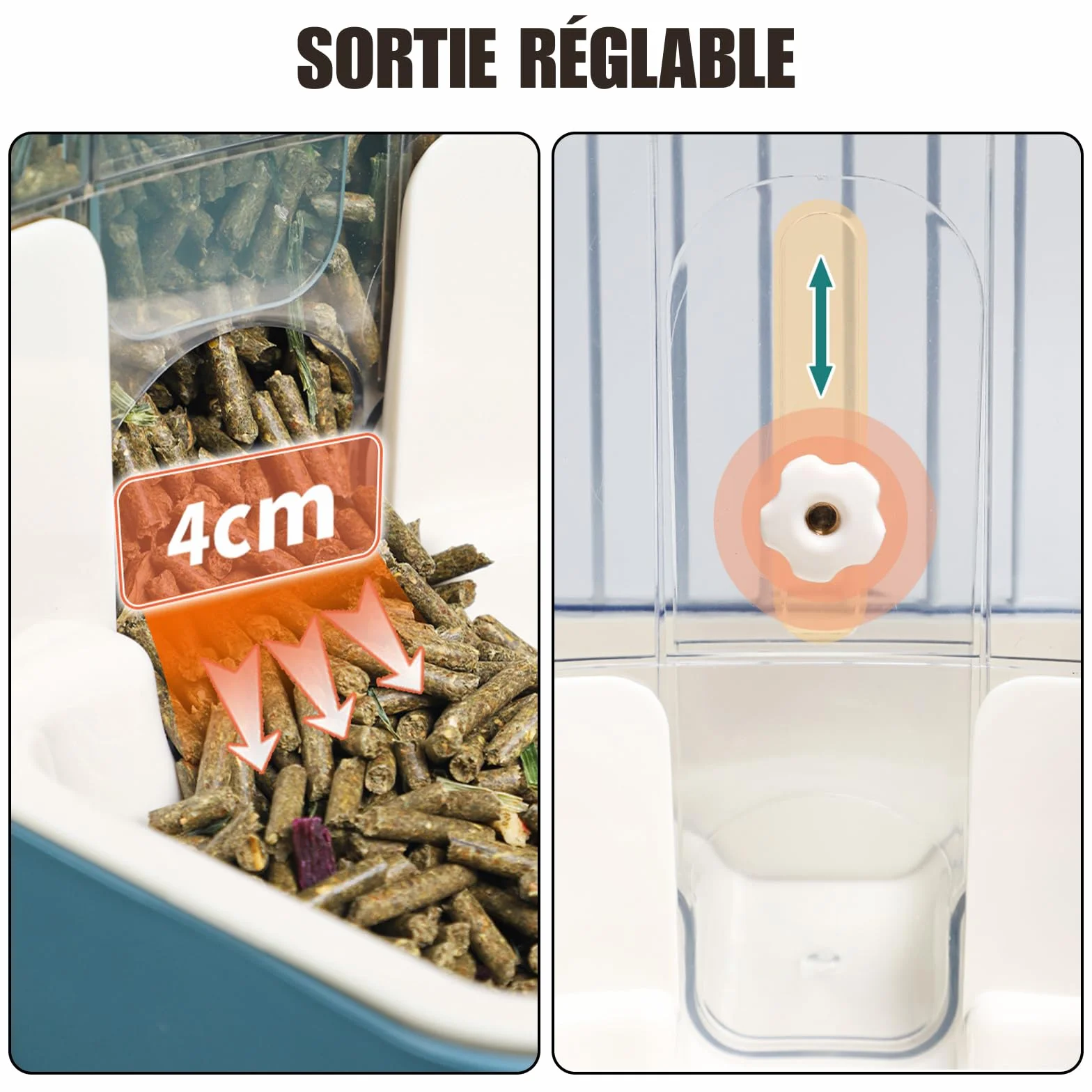 Distributeur Automatique de Nourriture pour Animaux 800ml sans Alimentation Réglable Gris