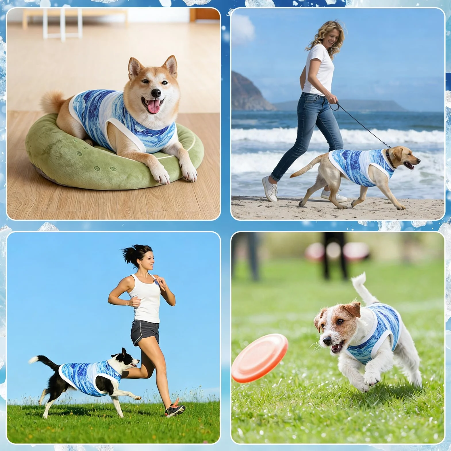 Gilet Rafraîchissant pour Chien Respirant Manteau Rafraichissant Chien Doux Confortable Gilet de Refroidissement pour Chiens Petite Moyenne Taille Bleu-M