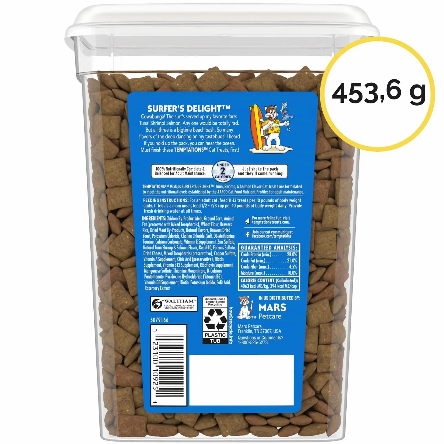 Temptations MixUps Surfer's Delight Flavor Friandises croquantes et Douces pour Chat, Pot de 473,6 g