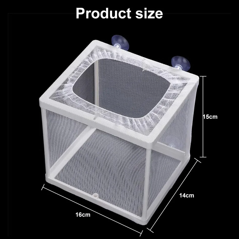 Boîte D'Élevage De Poissons, Filet D'Élevage Aquarium, Boîte D'isolation pour Aquarium, avec 4 Ventouses, Incubateur de Poissons D'aquarium pour Poisson Réservoir, 16 * 14 * 15CM