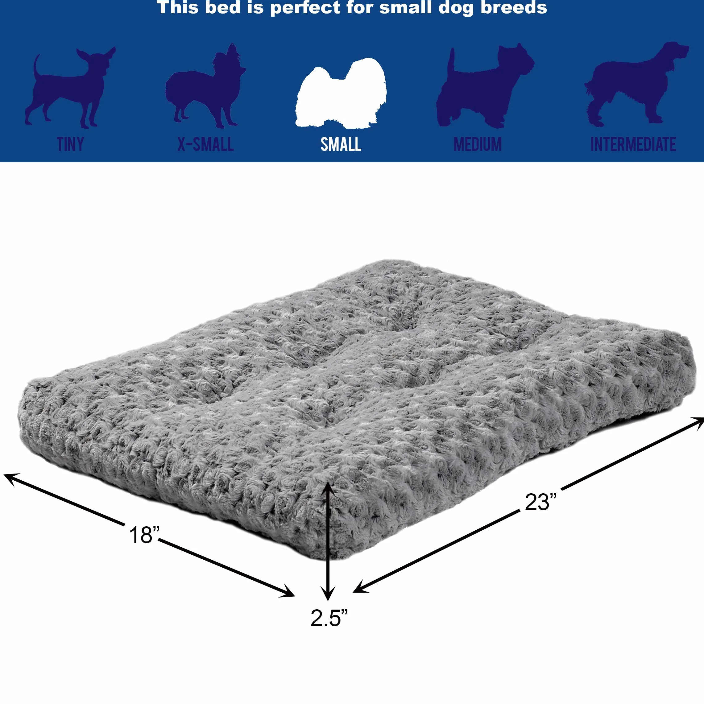 MidWest Homes for Pets Modèle 40624-SGB Lit en peluche 60,9 cm de long pour chiens/chats de race miniature ; motif ondulé ombré ; gris