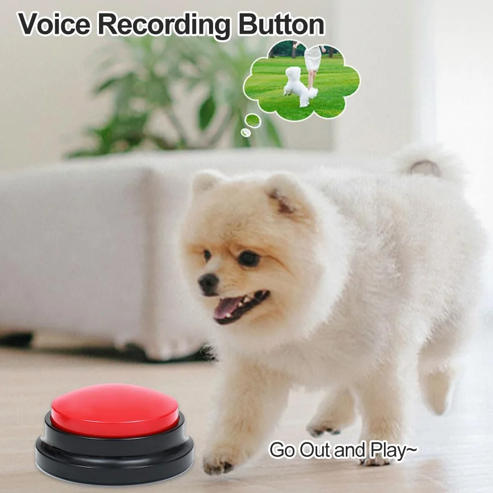 Cerioll Buzzer Enregistrable, Buzzer Chien Sonore et Lumineux, 2 Pièces Bouton Communication