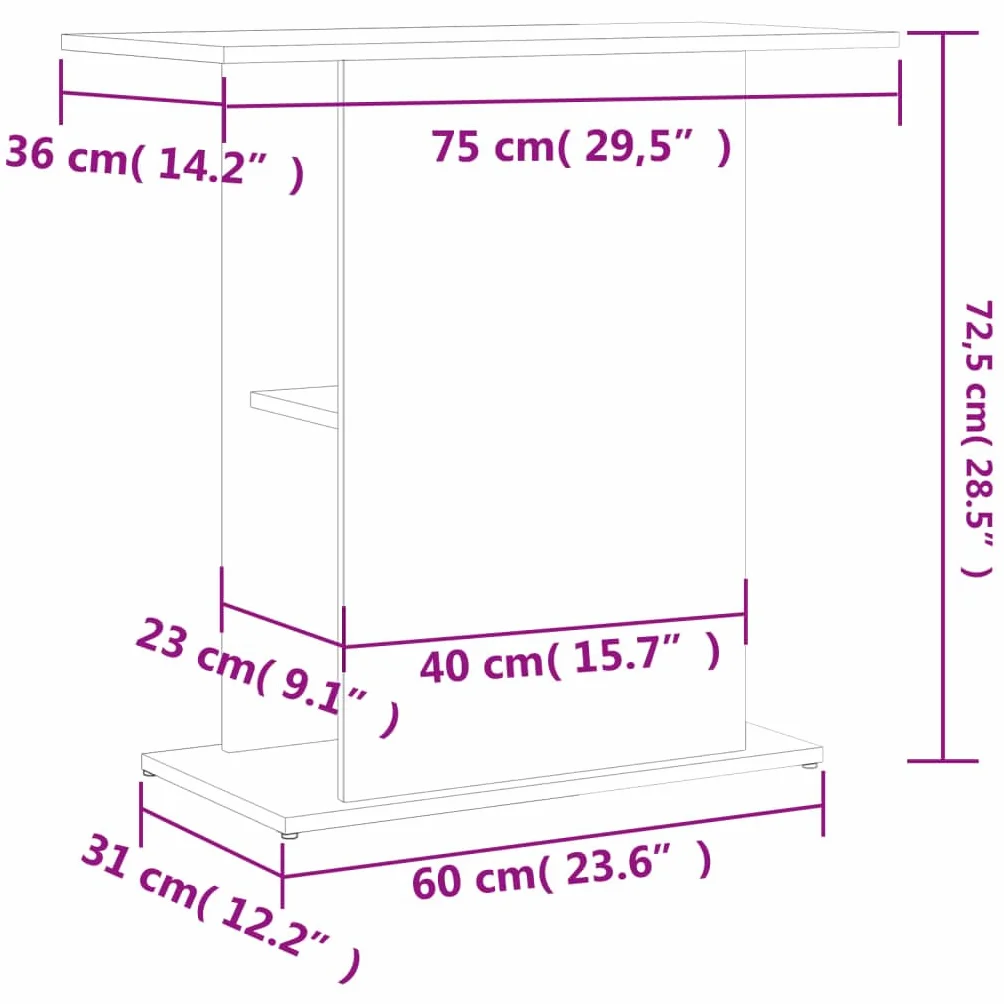 Support d'aquarium chêne fumé 75x36x72,5 cm bois d'ingénierie 17.92KG