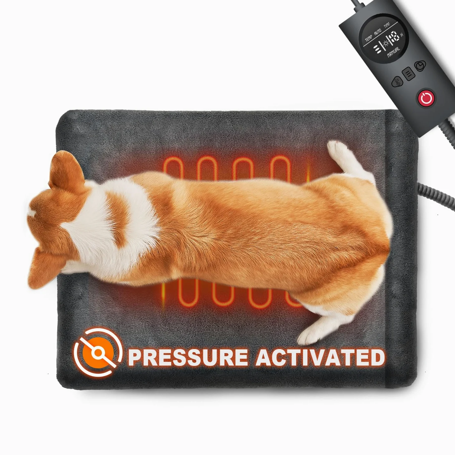 Tapis chauffant pour chien et chat activé par pression - Tapis chauffant électrique automatique pour animal domestique - Tapis chauffant avec cordon résistant à la mastication - Température réglable