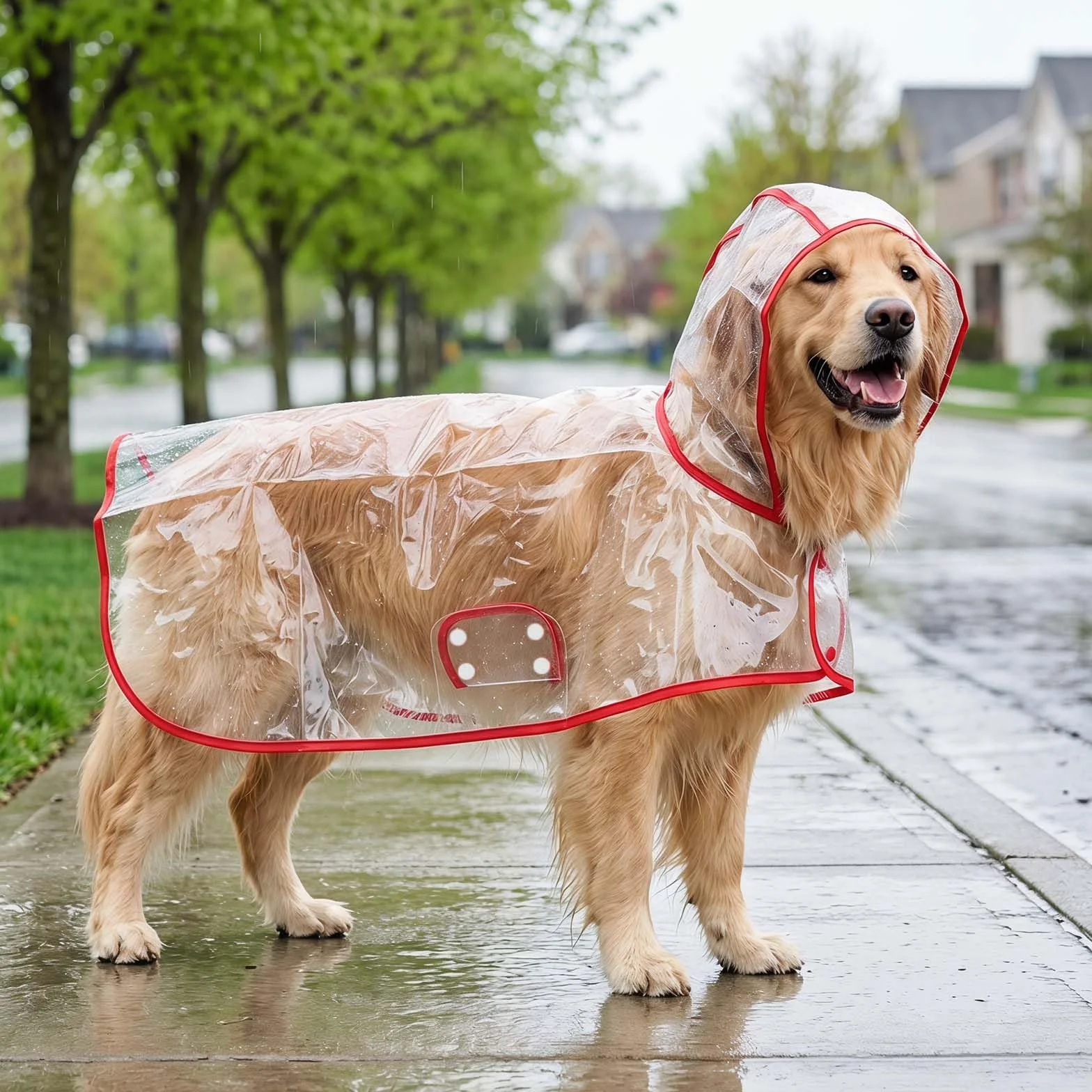 Imperméable Veste de Pluie pour Chien avec Capuchon S-2XL Manteau Chien Imperméable PE Pluie Chiens